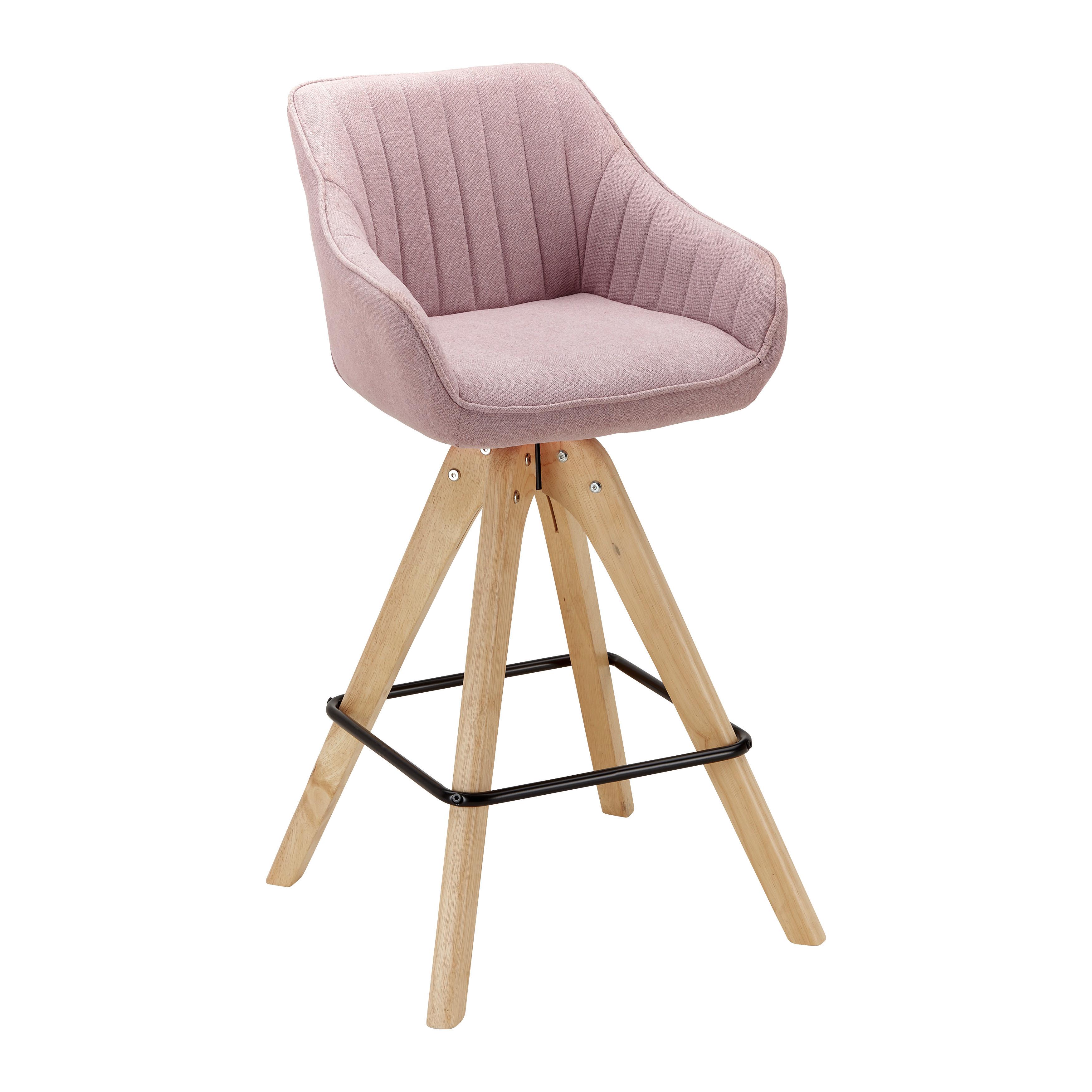 Barhocker Leonie Rosa Webstoff Drehbar Gepolstert - Eichefarben/Schwarz, MODERN, Holz/Textil (55/106/56cm) - Bessagi Home