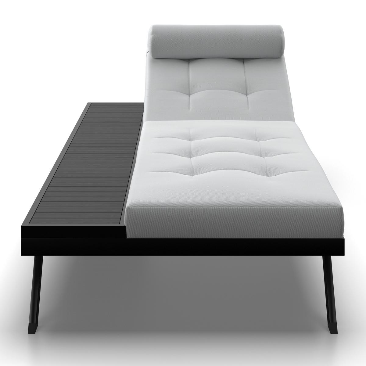 Gartenliege Avolina Hellgrau Outdoorstoff/Metall +Abdeckung - Dunkelgrau/Hellgrau, MODERN, Kunststoff/Textil (199/86/40cm) - Bessagi Garden