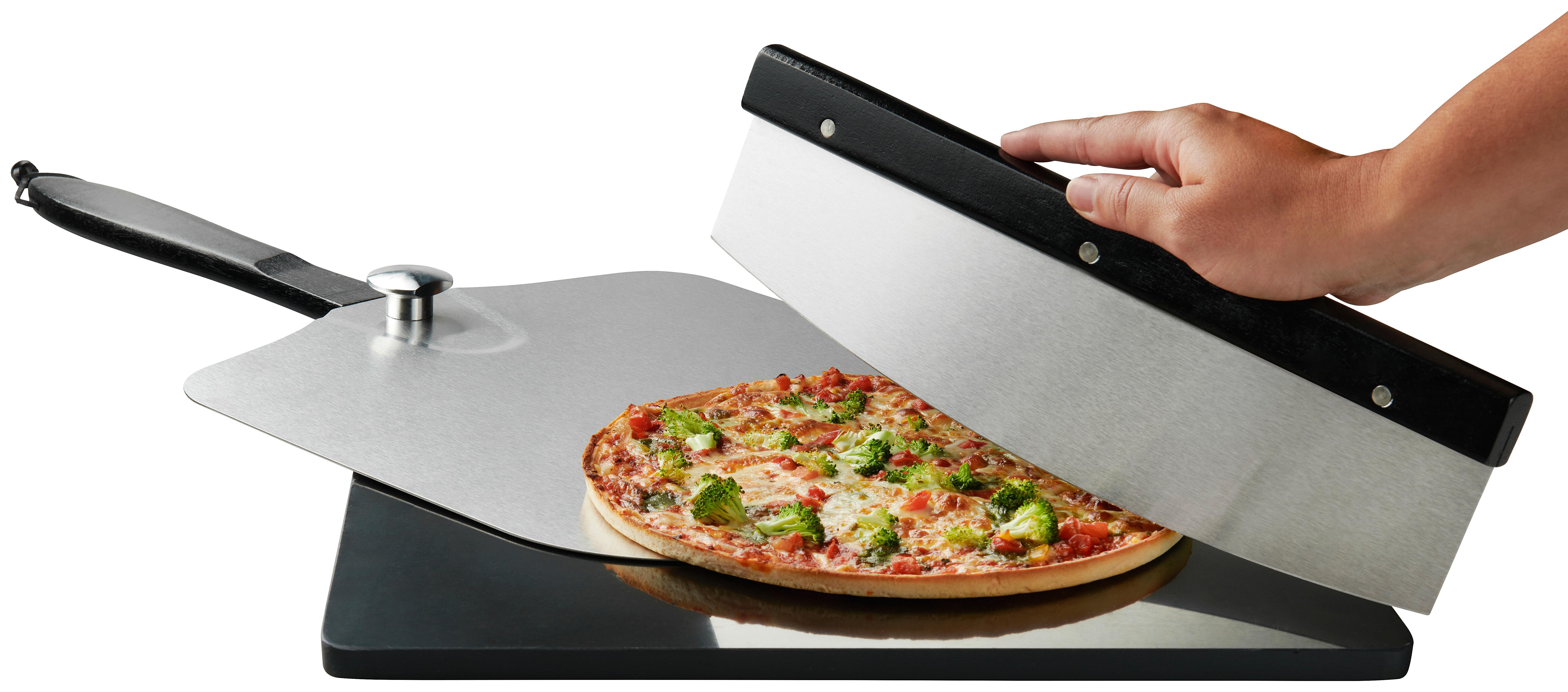 ZESTAW DO PIZZY PIZZA - czarny/kolor aluminiowy, Trend, kamień/metal (36/42/5cm)