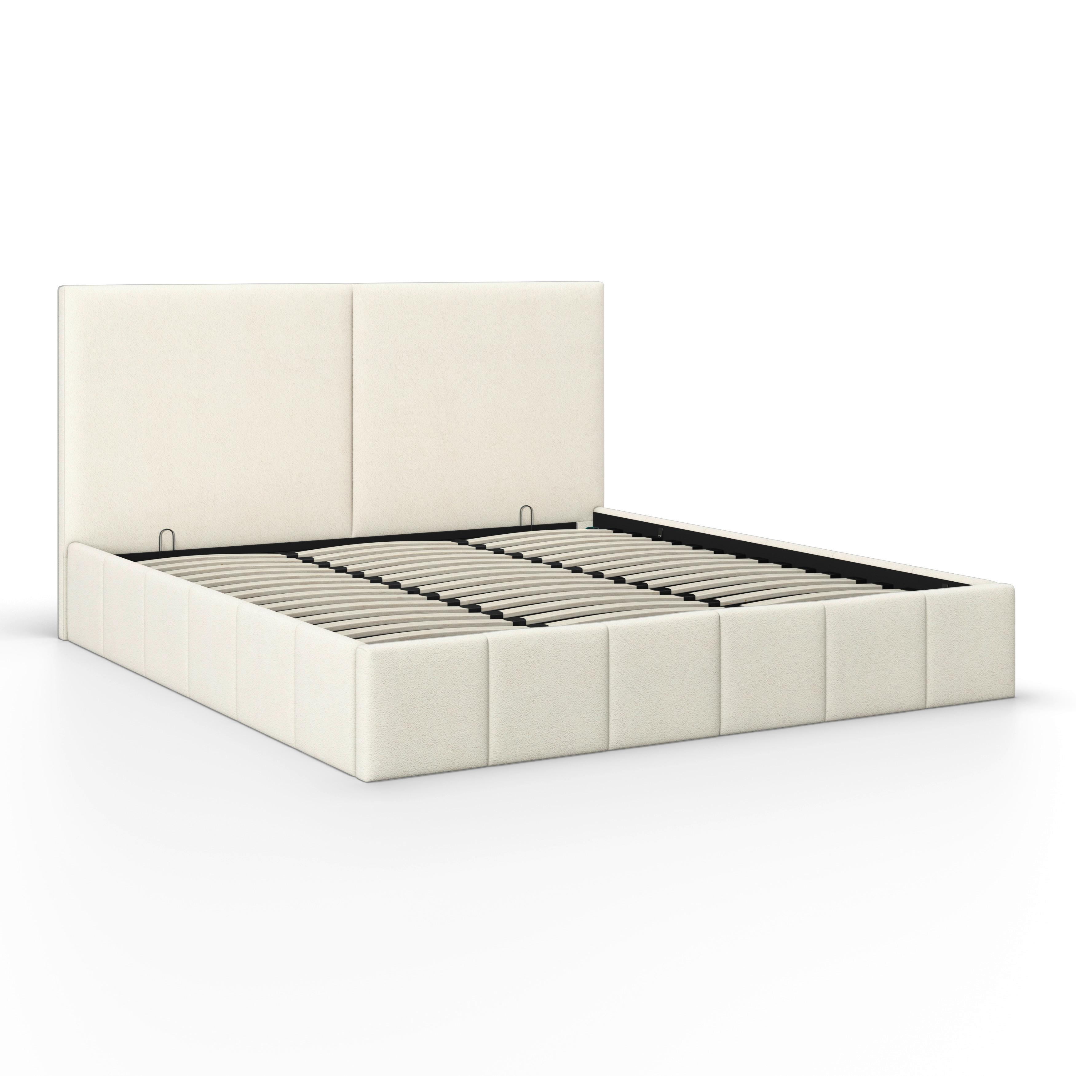 Polsterbett Mila ca. 180x200 cm Elfenbein - Elfenbein/Schwarz, MODERN, Holz/Holzwerkstoff (180/200cm) - Bessagi Home