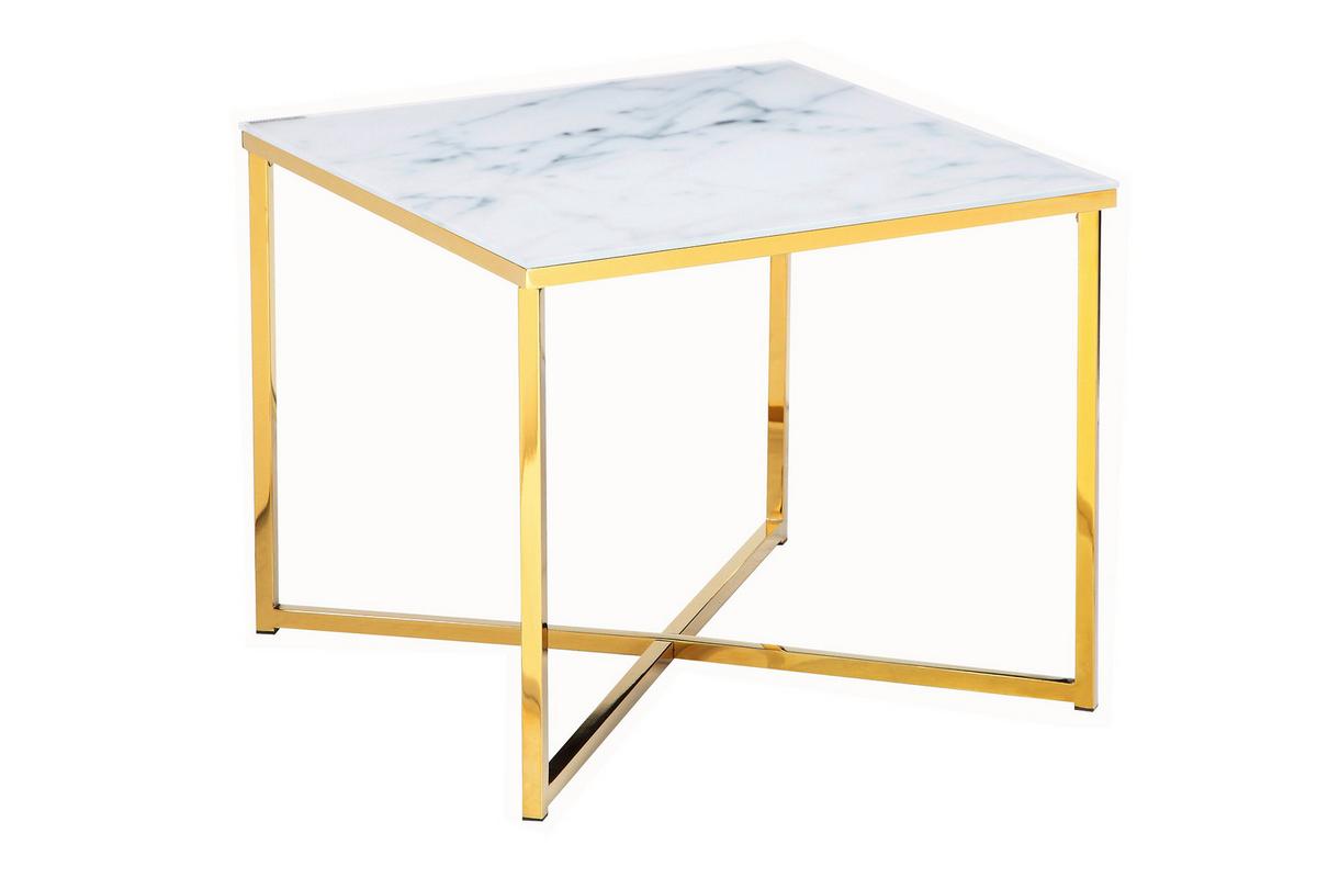 Mizica Marble, Bela, Zlata - zlate barve/bela, Design, kovina/steklo (50/50/42cm) - Livetastic