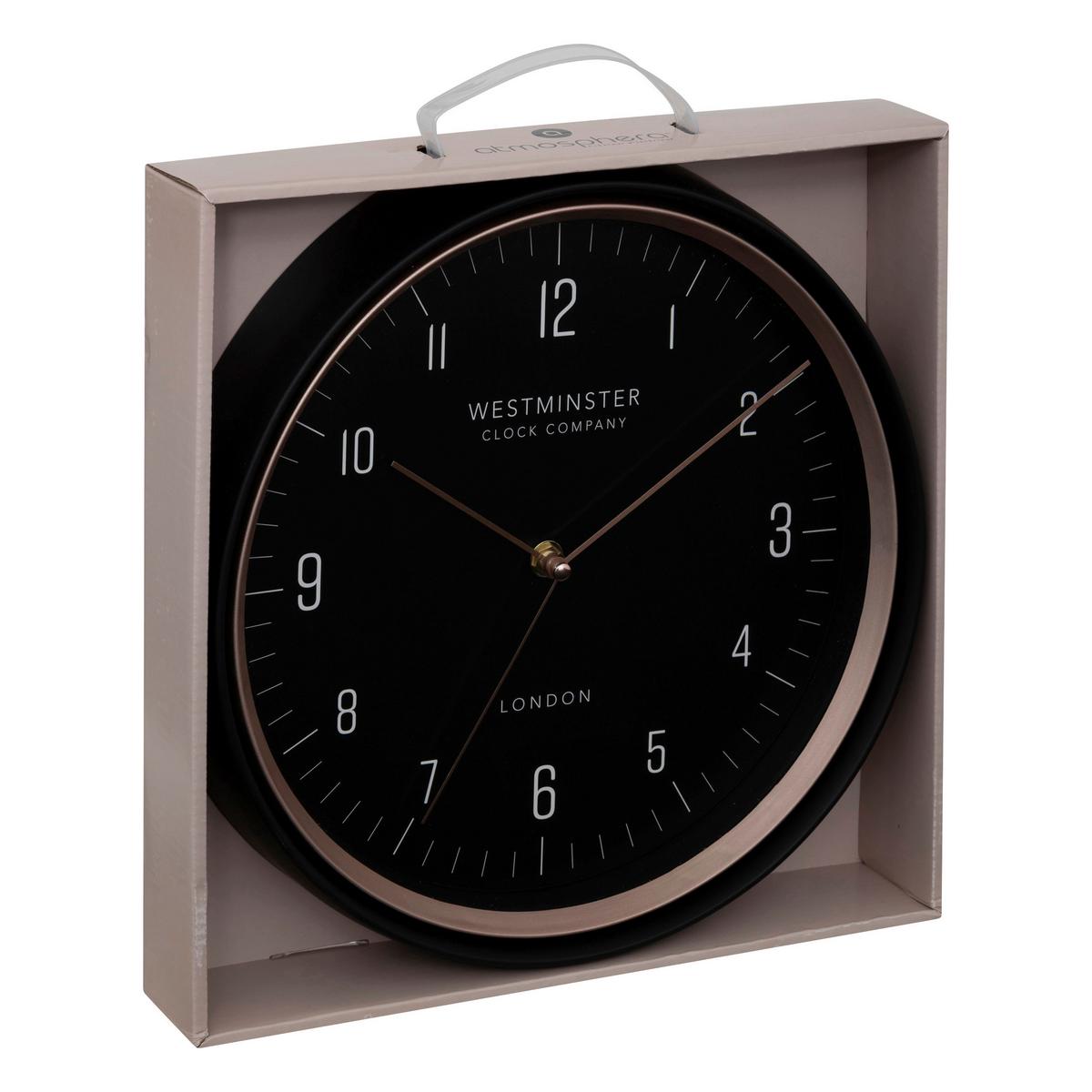Wanduhr Elvo Schwarz - Schwarz, Glas/Kunststoff (29,2/5cm) - Mömax