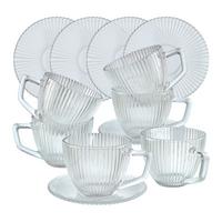 Set de 6 cești și farfurioare Rosemary cca. 270 ml - străveziu, Konventionell, sticlă - Mömax
