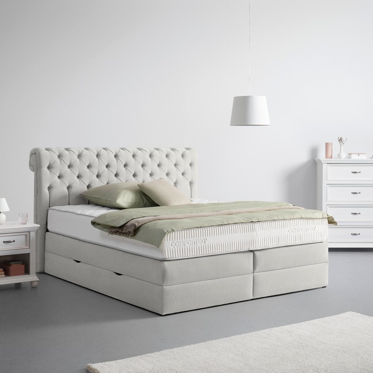 Boxspringbett Grau Ca. 200x200cm - Grau, Konventionell, Holz/Holzwerkstoff (200/200cm) - Premium Living