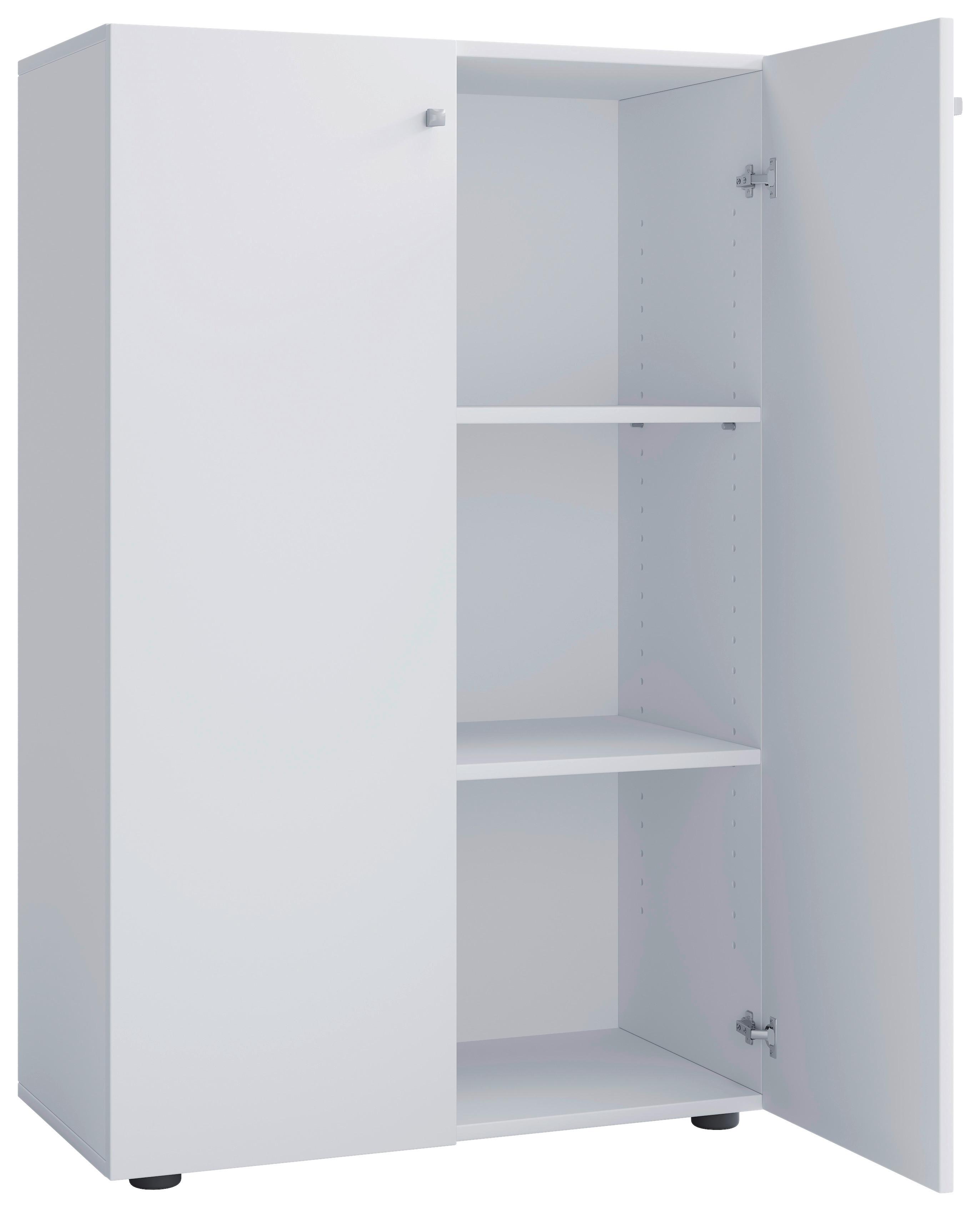 Schuhschrank LONA Weiß ca. 70x110x39cm - Silberfarben/Schwarz, Design, Holzwerkstoff/Kunststoff (70/110/39cm) - MID.YOU