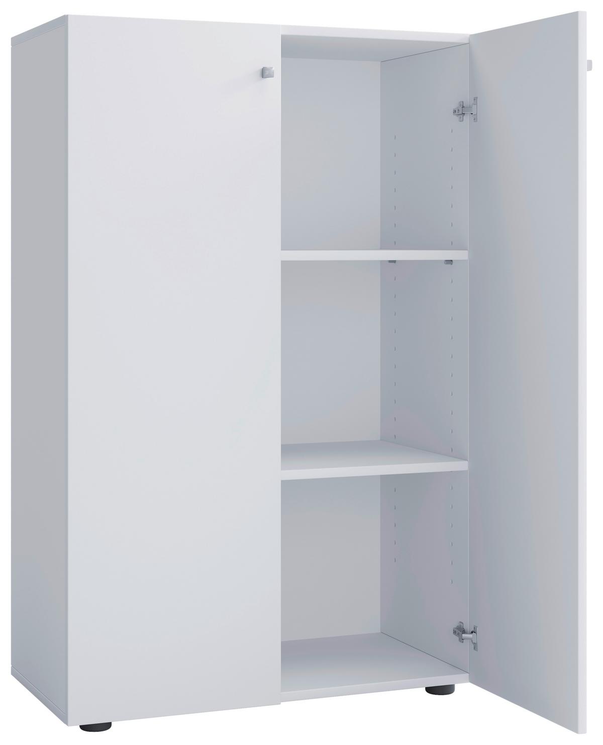 Schuhschrank LONA Weiß ca. 70x110x39cm - Silberfarben/Schwarz, Design, Holzwerkstoff/Kunststoff (70/110/39cm) - MID.YOU