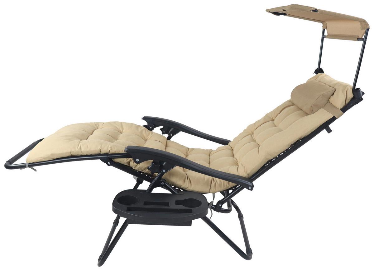 GARTENLIEGE MALTOSA XL - Beige, Modern, Textil/Metall (64/133/91cm) - Gardenson