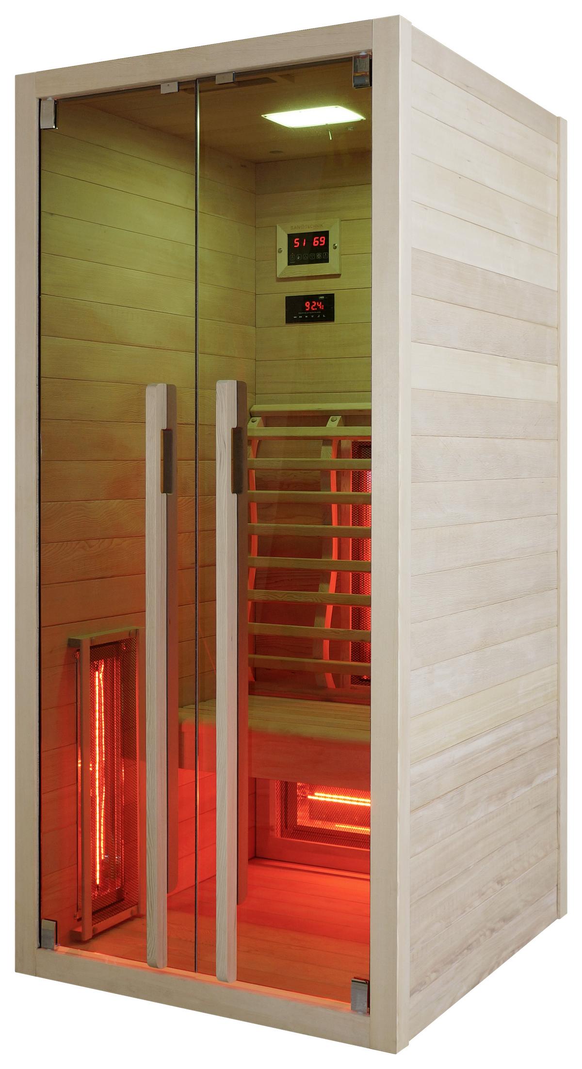 Infrarotkabine Ruby ca. 90,5x195x100cm - Naturfarben, Basics, Holz (90,5/195/100cm) - Sanotechnik