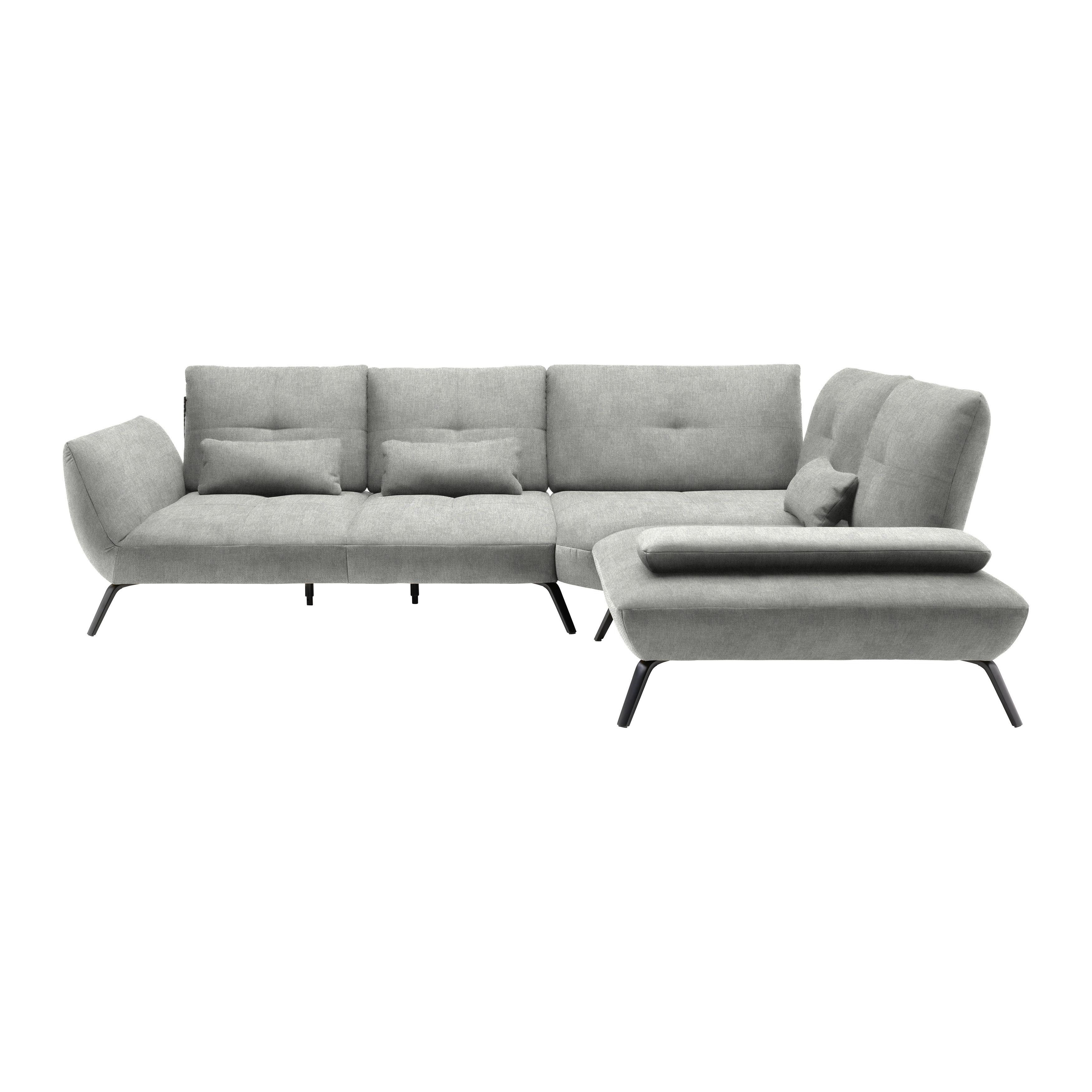Wohnlandschaft Silberfarben - Silberfarben/Schwarz, Modern, Holzwerkstoff/Textil (310/93/250cm) - Premium Living