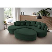 Wohnlandschaft Limoncello m. Hocker ca.300x160cm Dunkelgrün - Dunkelgrün/Schwarz, Design, Kunststoff/Textil (300/160cm) - Livetastic