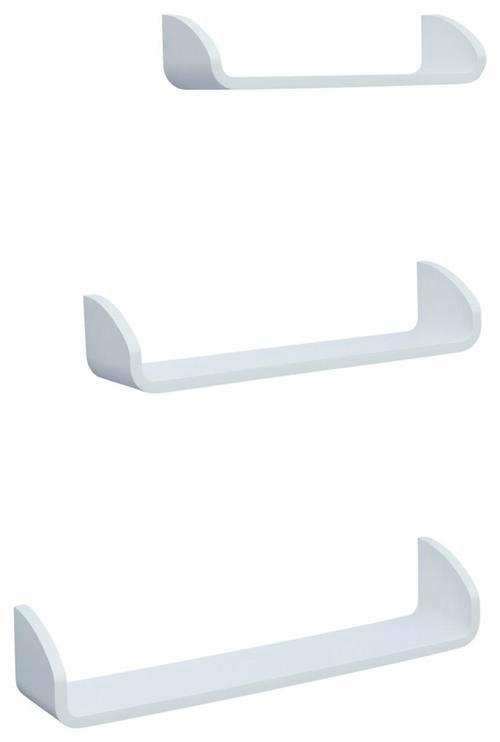 Set polițe de perete CARLO - alb, Modern, material pe bază de lemn (60/50/40/12/10,5/9/12cm) - Modern Living