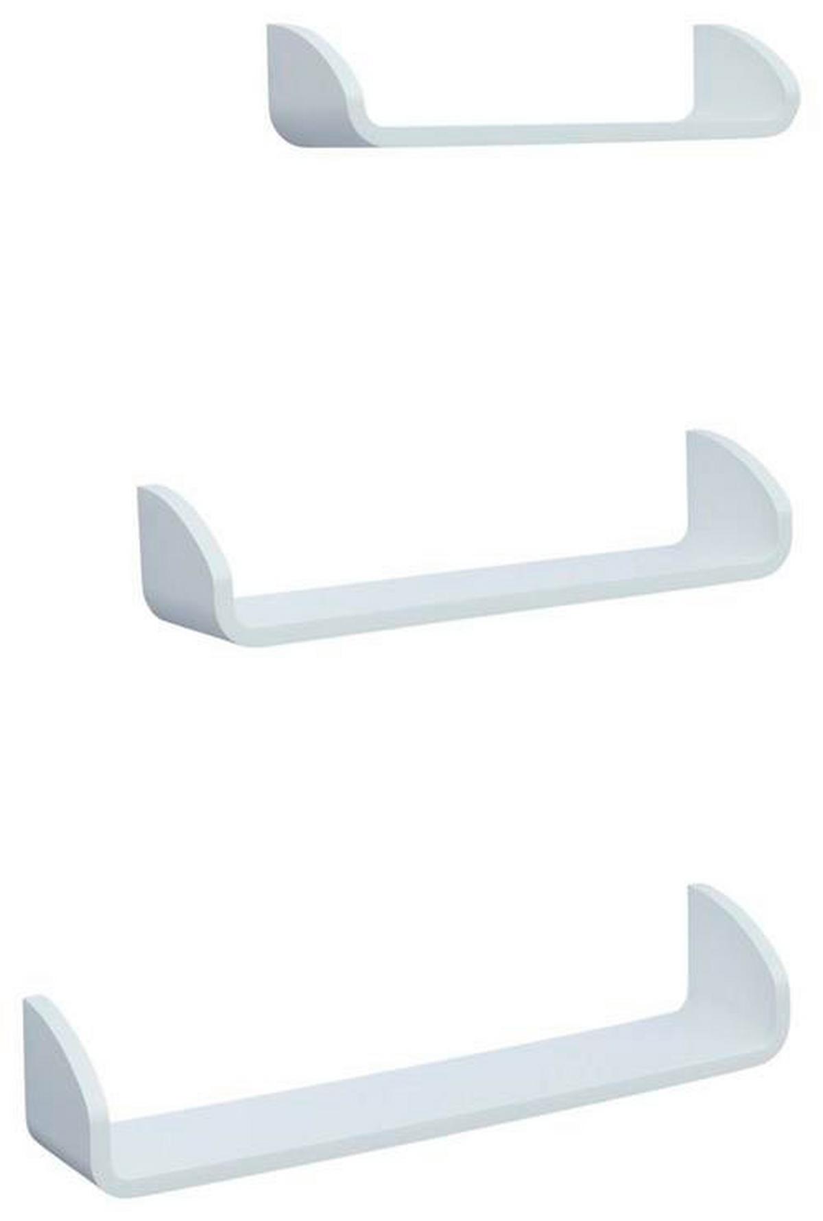 Set polițe de perete CARLO - alb, Modern, material pe bază de lemn (60/50/40/12/10,5/9/12cm) - Modern Living