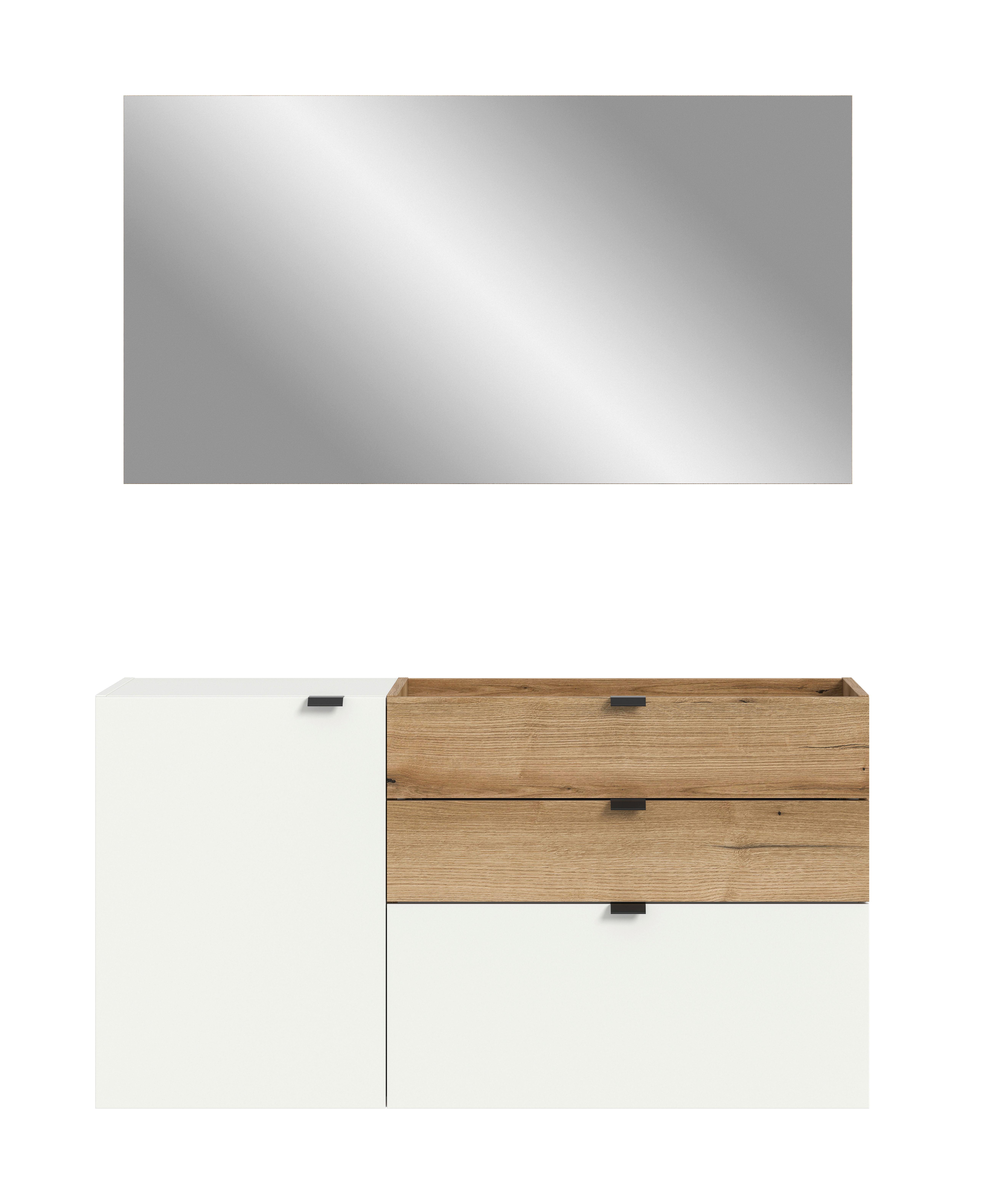 Predsoba Naro, Bela, Barva Hrasta, 2-Delna - bela/temni hrast, Design, leseni material (120/194/37cm) - Livetastic