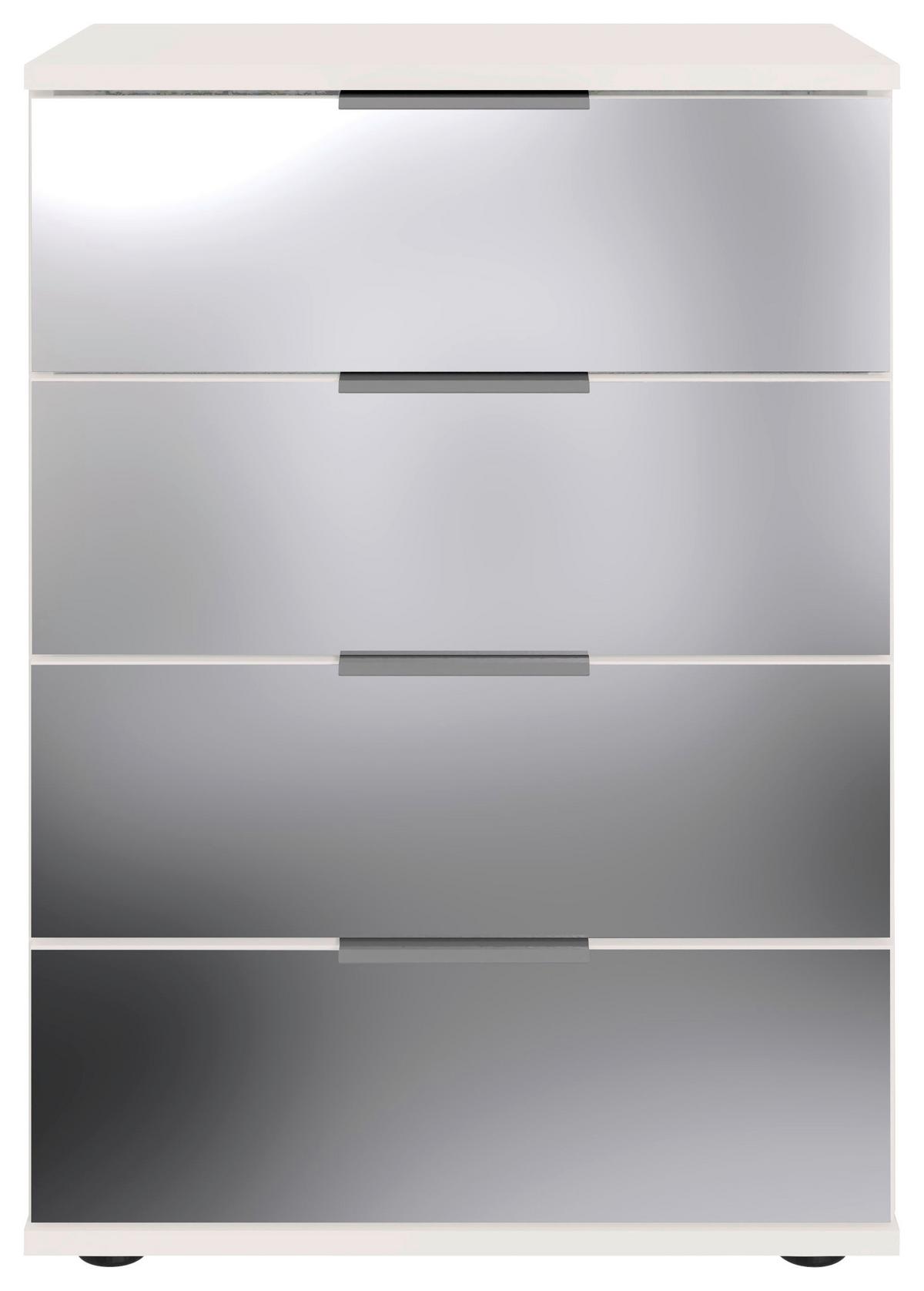 Nachtkästchen Saigon Weiß - Klar/Alufarben, MODERN, Glas/Holzwerkstoff (52/74/38cm) - MID.YOU