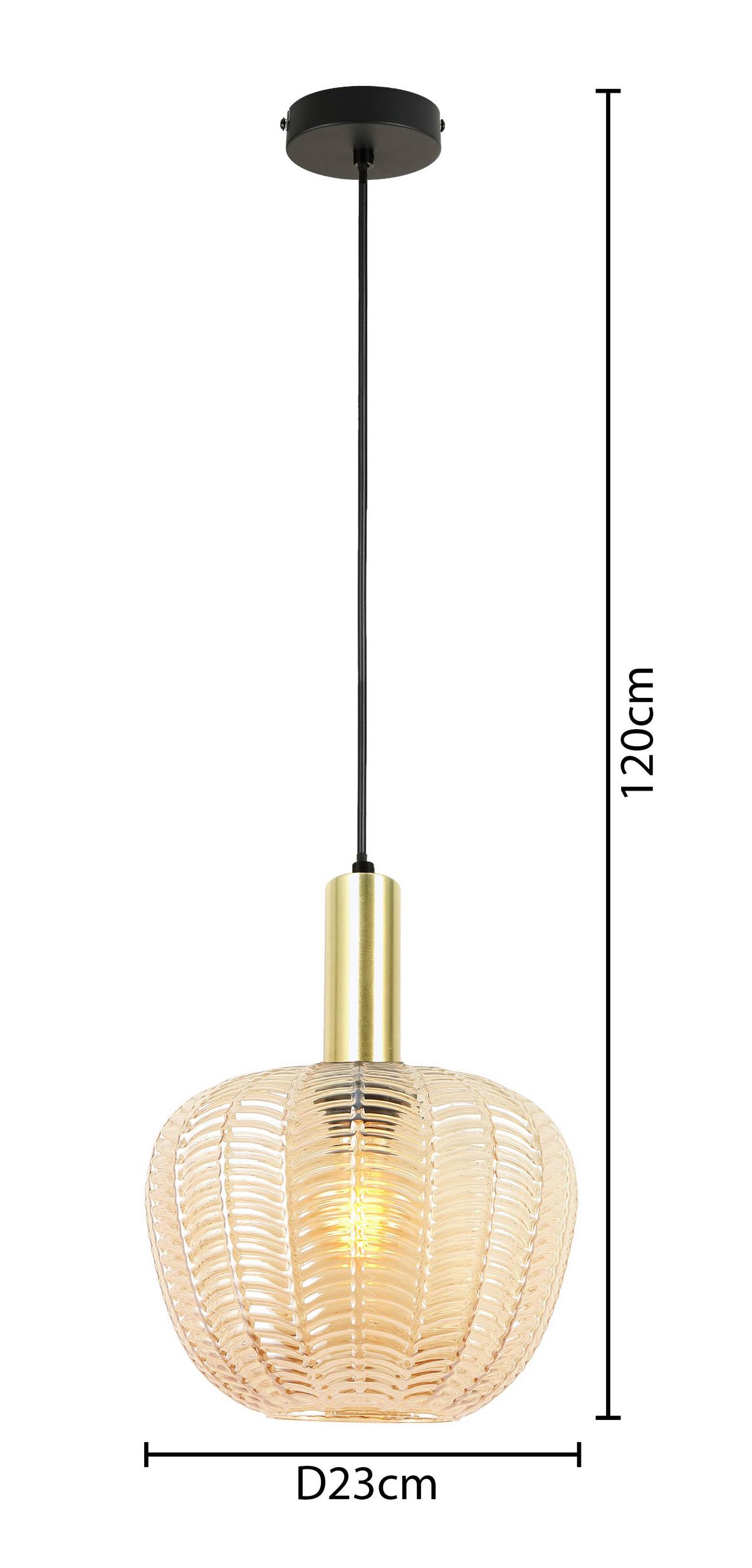 Függőlámpa Emo - fekete/borostyánszínű, Modern, Üveg/fém (23/120cm) - Mömax