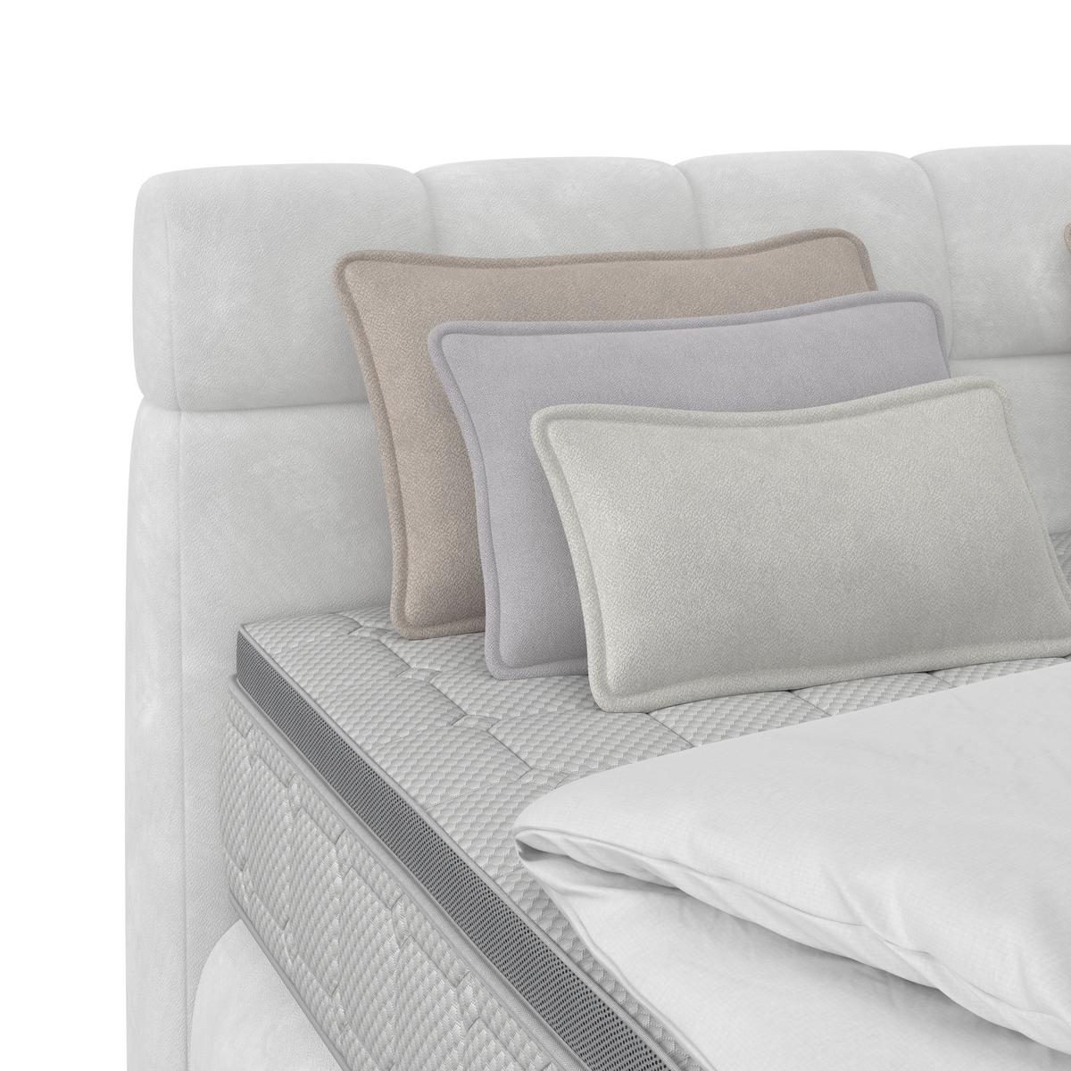 Boxspring Krevet Nobu - svijetlo siva/crna, Trend, drvo/tekstil (160/200cm) - Premium Living