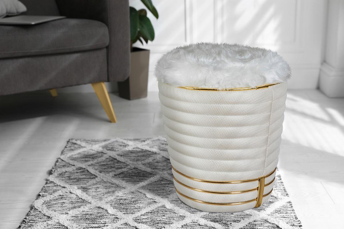 HOCKER DORIC 345 - Beige/Goldfarben, Design, Textil (42/50cm) - Kayoom