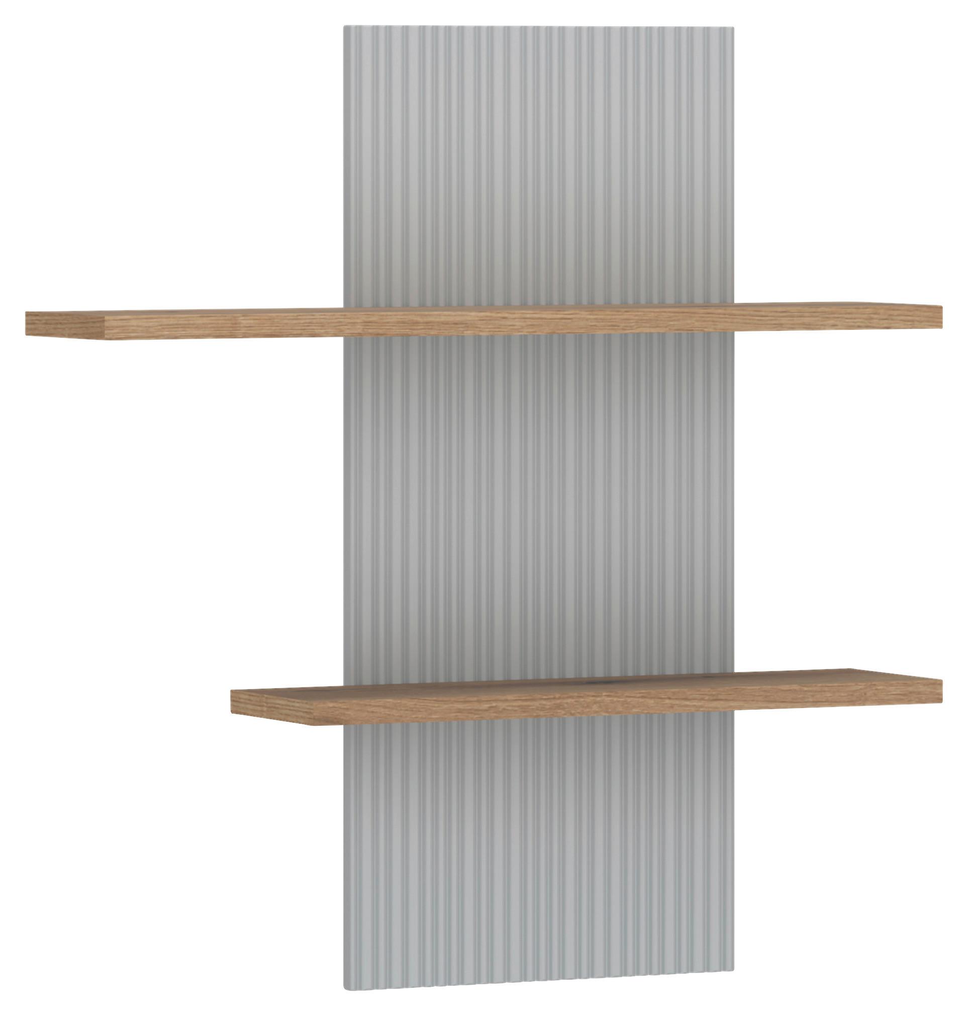 Panou de perete MANILLA - gri deschis/culoare lemn stejar, Modern, material pe bază de lemn (83,5/90/21,9cm) - Modern Living