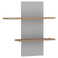 Panou de perete MANILLA - gri deschis/culoare lemn stejar, Modern, material pe bază de lemn (83,5/90/21,9cm) - Modern Living