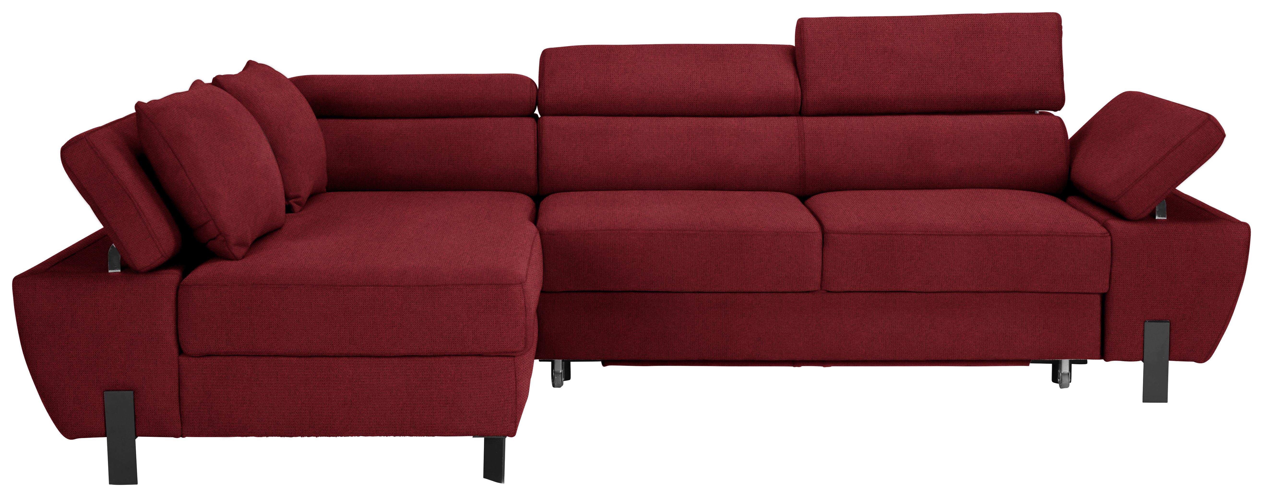 Ecksofa Molina Mini Weinrot - Weinrot/Schwarz, MODERN, Textil/Metall (189/277cm) - Mömax