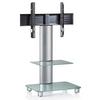 TV-Rack Tosal m. Rollen ca. 60x100 cm Silber/Transpar. - Transparent/Silberfarben, KONVENTIONELL, Glas/Metall (60/100/44cm) - MID.YOU