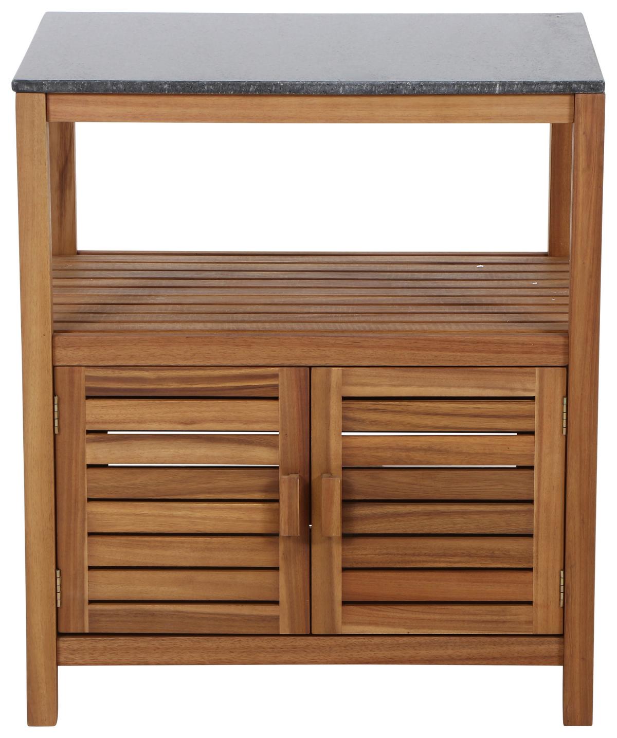 OUTDOORKÜCHE L19599 - Schwarz/Akaziefarben, MODERN, Holz/Stein (75/87/52cm) - Siena Garden