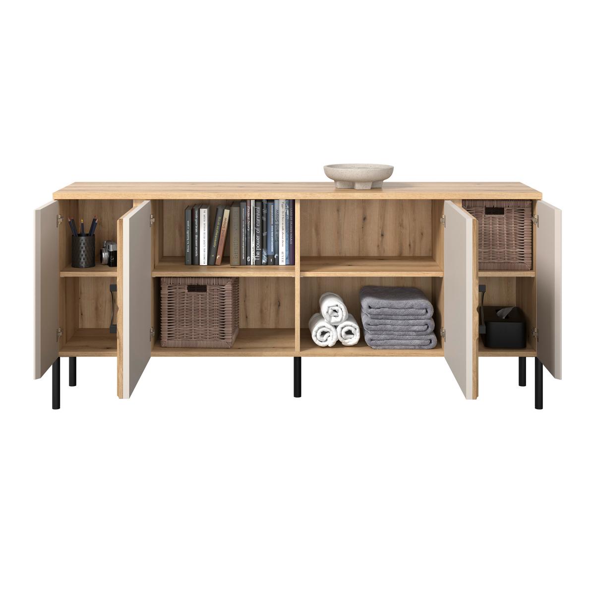 Tv Komoda Hong Kong - kašmir/boja hrasta, Trendi, metal/pločasti materijal (160/71,9/37,5cm) - Modern Living