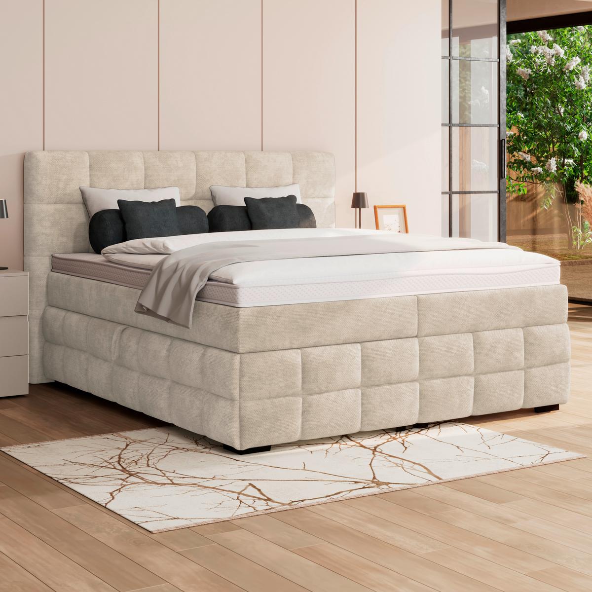 PAT BOX VEGA - alb/verde, Trend, lemn/textil (160/200cm) - Modern Living