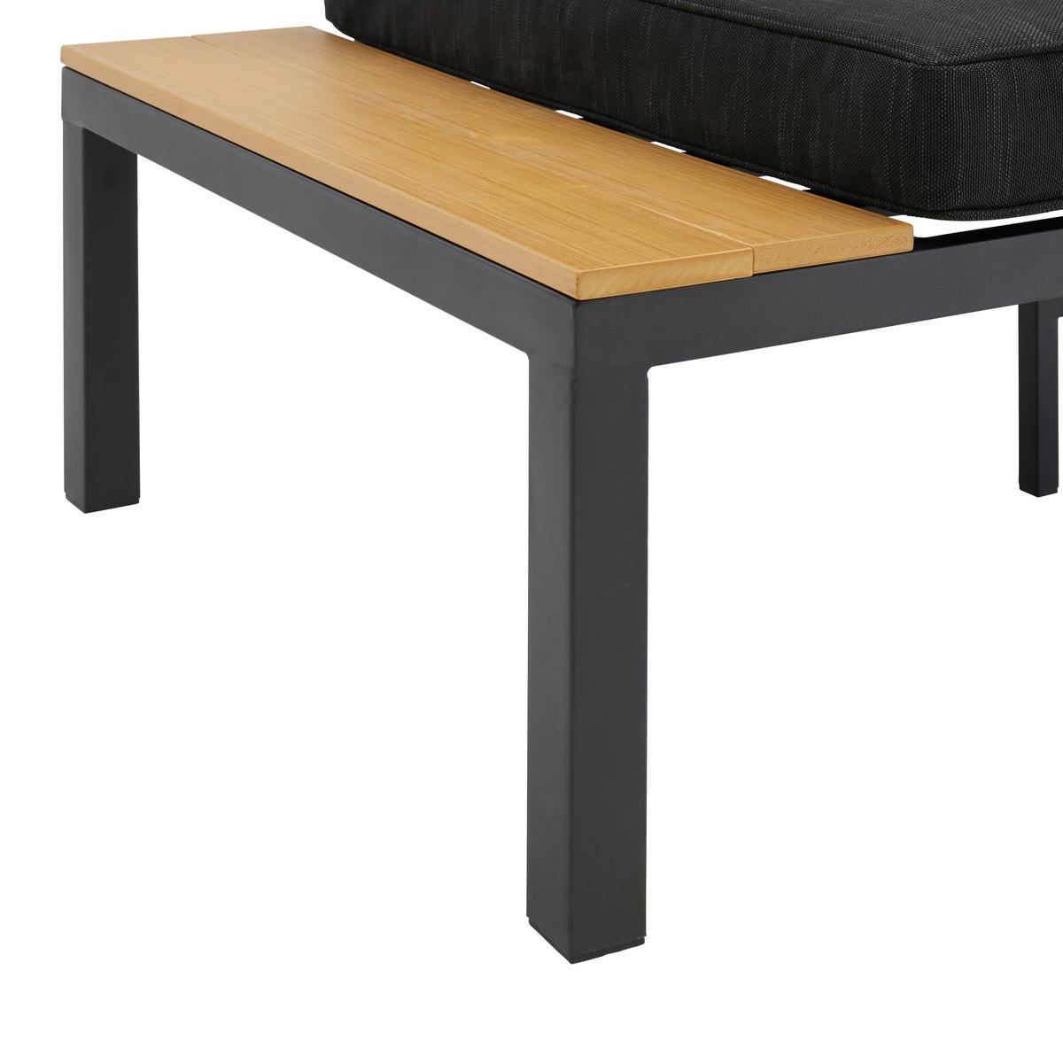 Loungegarnitur-Set Arianna Schwarz Metall/Outdoorstoff - Schwarz, MODERN, Kunststoff/Textil (146/76/75cm) - Bessagi Garden