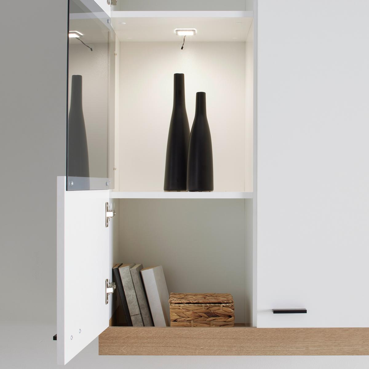 Hängevitrine Kiro Weiß/Eichefarben - MODERN, Glas/Holzwerkstoff (90/120/35cm) - Mömax
