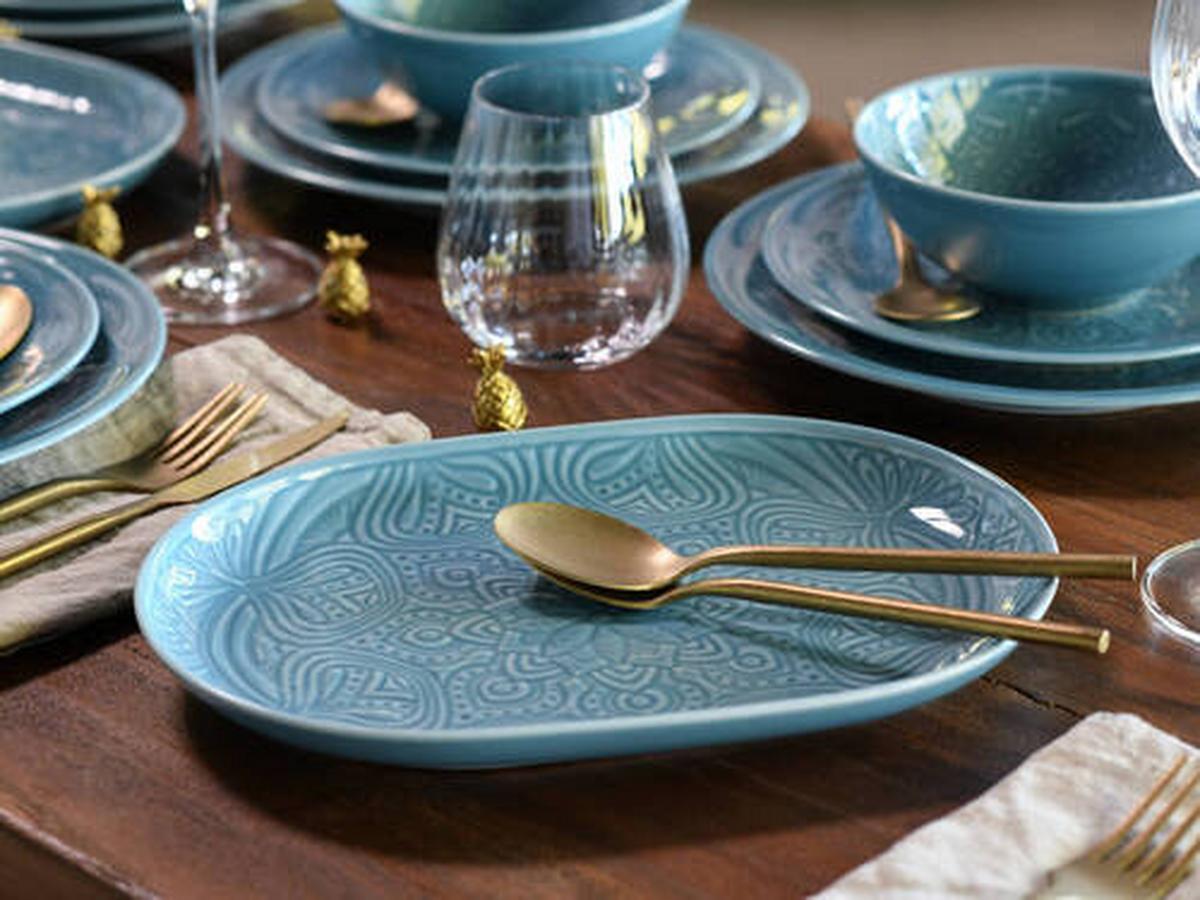 Set Pladnjev Za Serviranje Orient Mandala, 2-Delni - svetlo modra, Trend, keramika (30/23/7cm) - Creatable