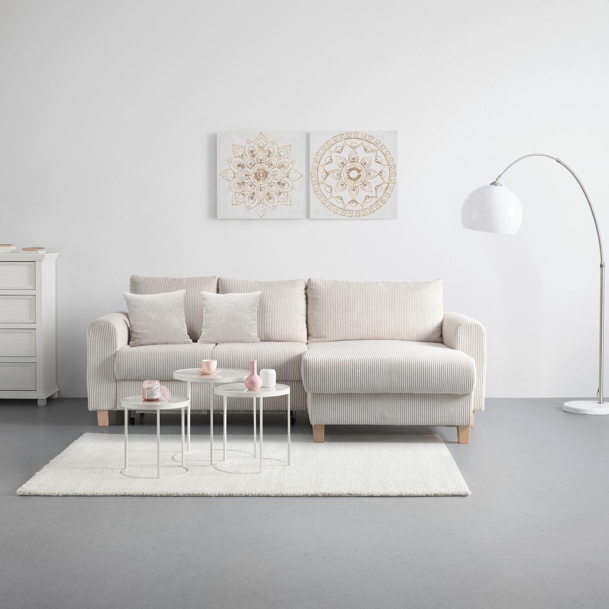 Colţar LILLE - bej, Modern, textil (232/110/156cm) - Best Price