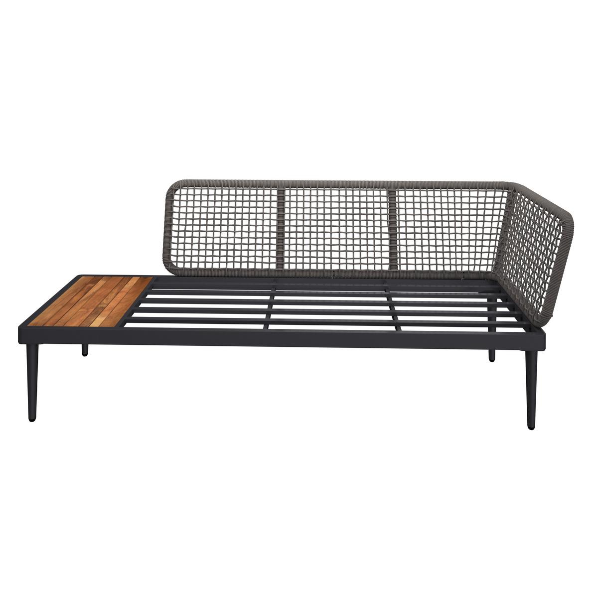Lounge Garnitura Basel, Siva, Akacija, 3-Delno - siva/naravne barve, Moderno, kovina/steklo (186/150cm) - Beldano