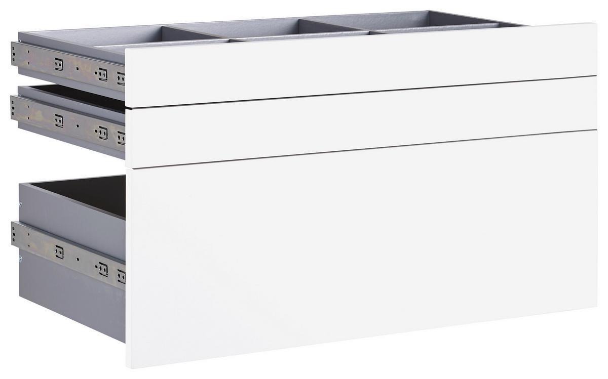 Schubladenset Unit in Weiss Hochglanz - Weiss Hochglanz, Modern, Holzwerkstoff (91/50,3/47cm) - Based