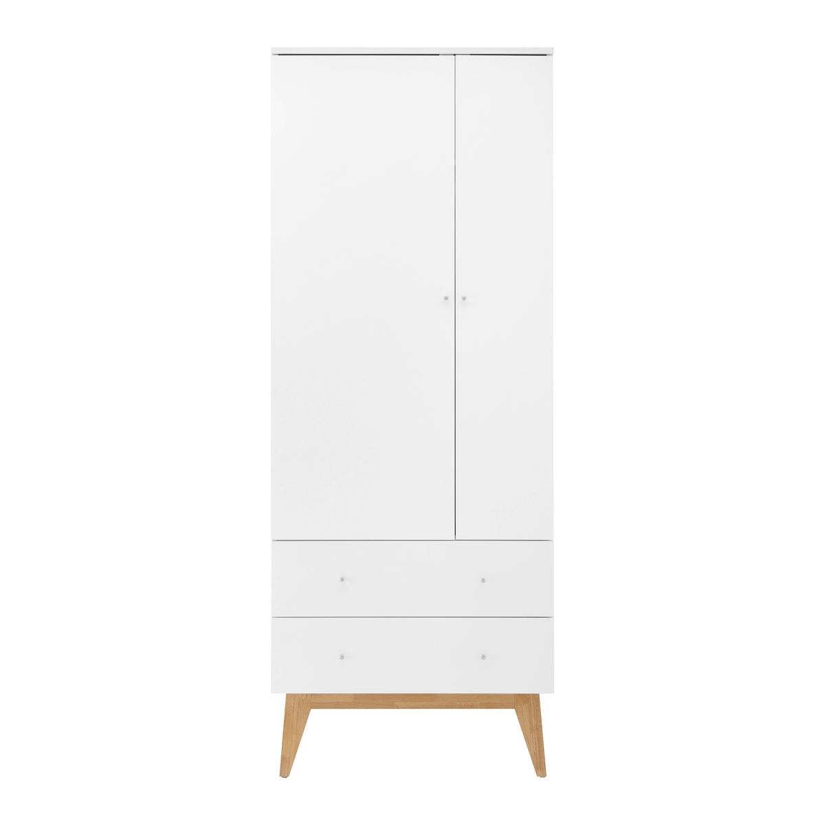 Drehtürenschrank Milo Weiß ca. 80x205x55 cm - Silberfarben/Weiß, MODERN, Holz/Metall (80/205/55cm) - Bessagi Home
