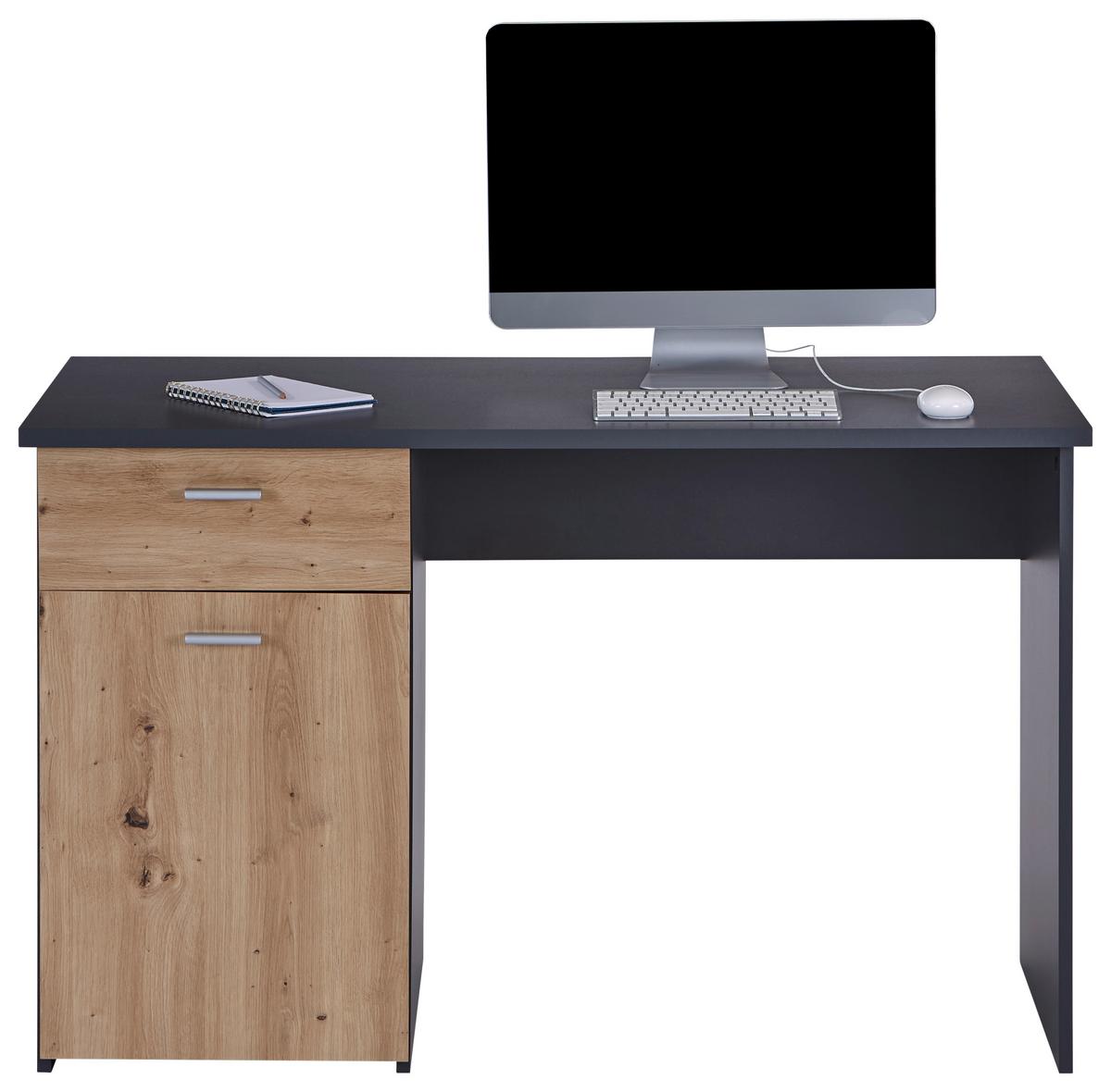 Pisalna Miza Simon, Antracit, Barva Hrasta - barve aluminija/antracit, Moderno, umetna masa/leseni material (120/75,5/60cm) - Mömax