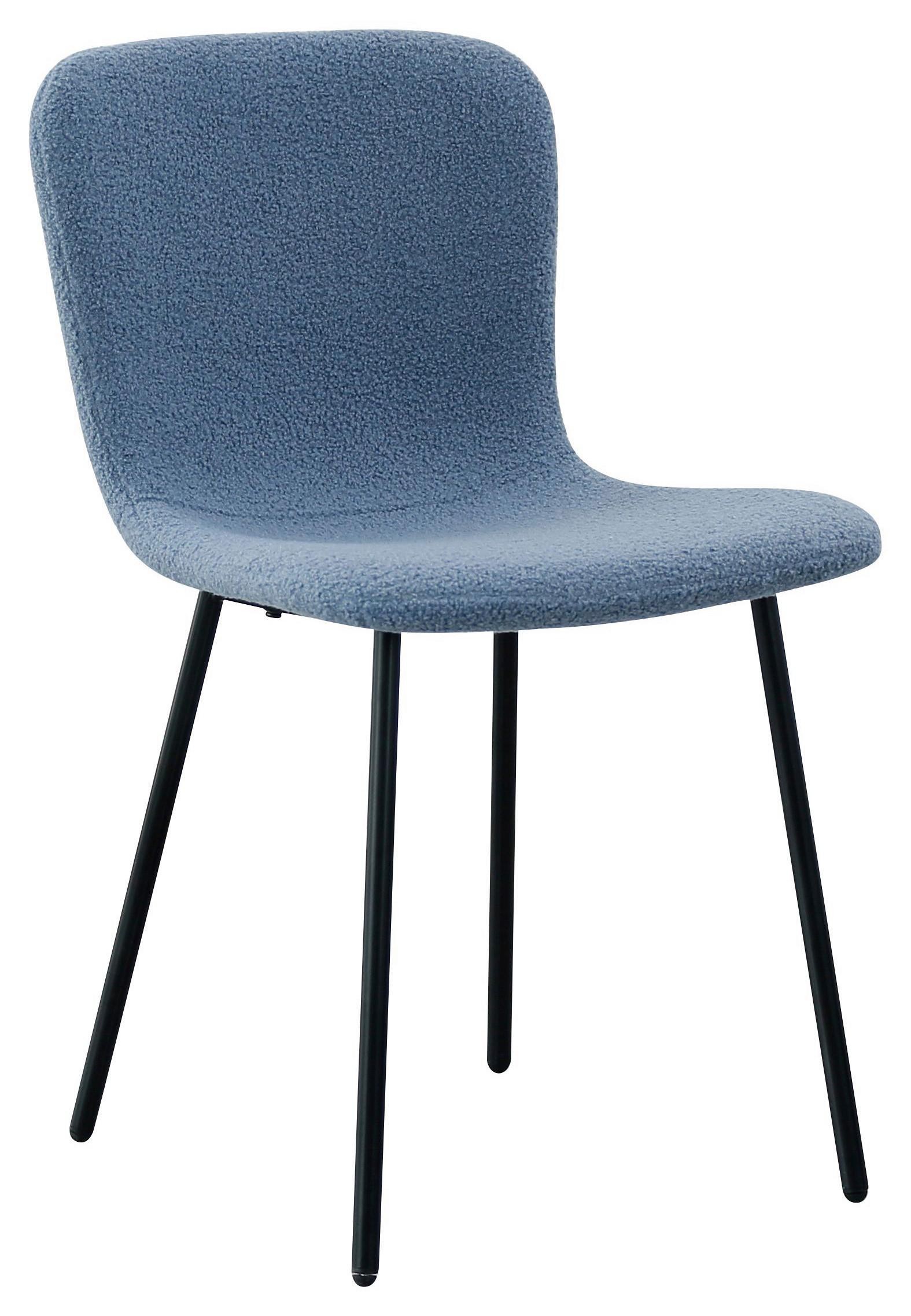 Stuhl Teddy in Blau/Schwarz - Blau/Schwarz, Design, Textil/Metall (44/79/51cm) - Modern Living