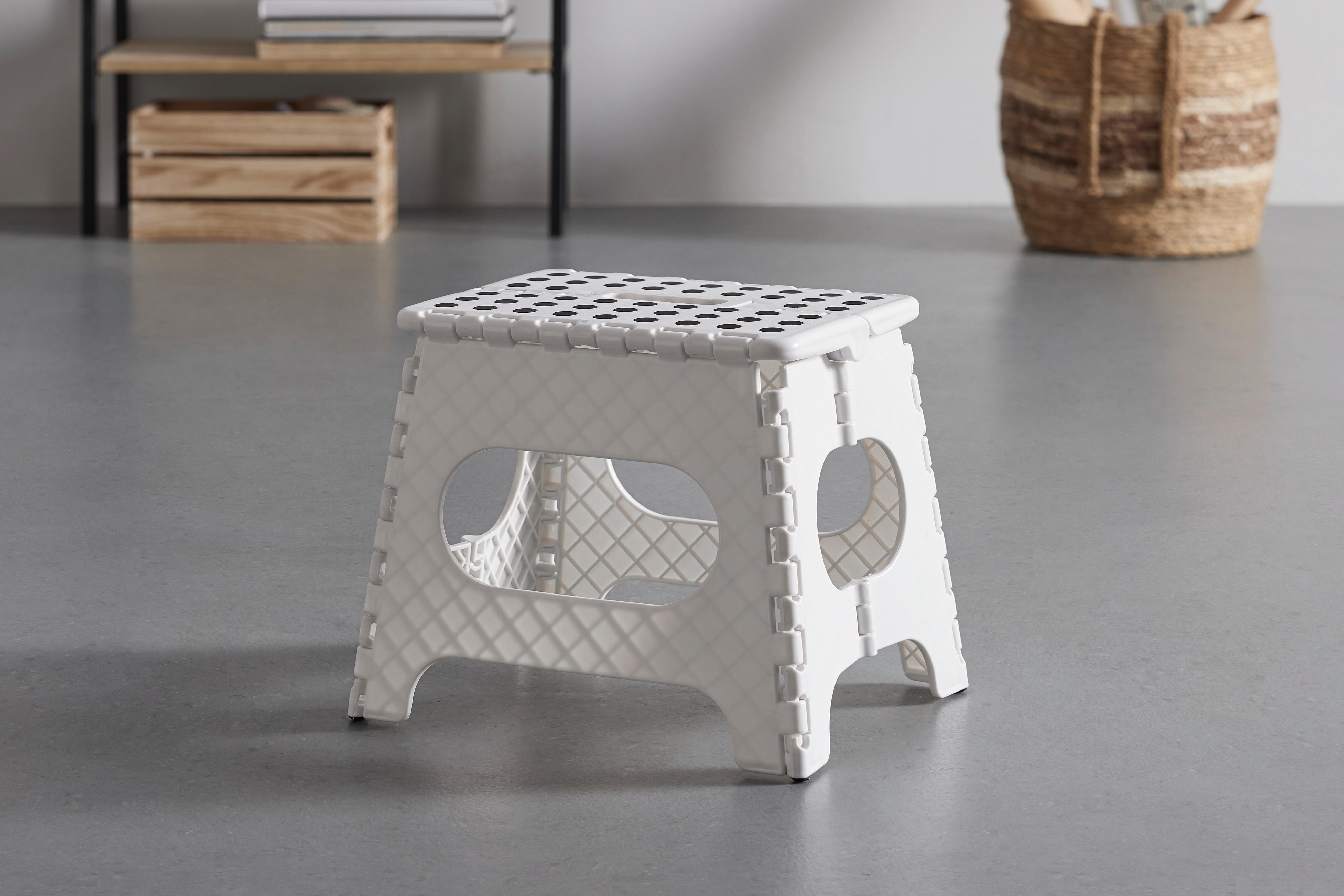 HOPFÄLLBAR PALL KURT -SB- - vit, Klassisk, plast (34/27/26cm) - Mömax