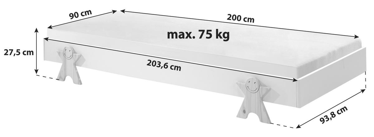 Kinder-/Juniorbett Modulo ca.90x200 cm Weiß - Weiß, MODERN, Holz/Holzwerkstoff (90/200cm) - MID.YOU