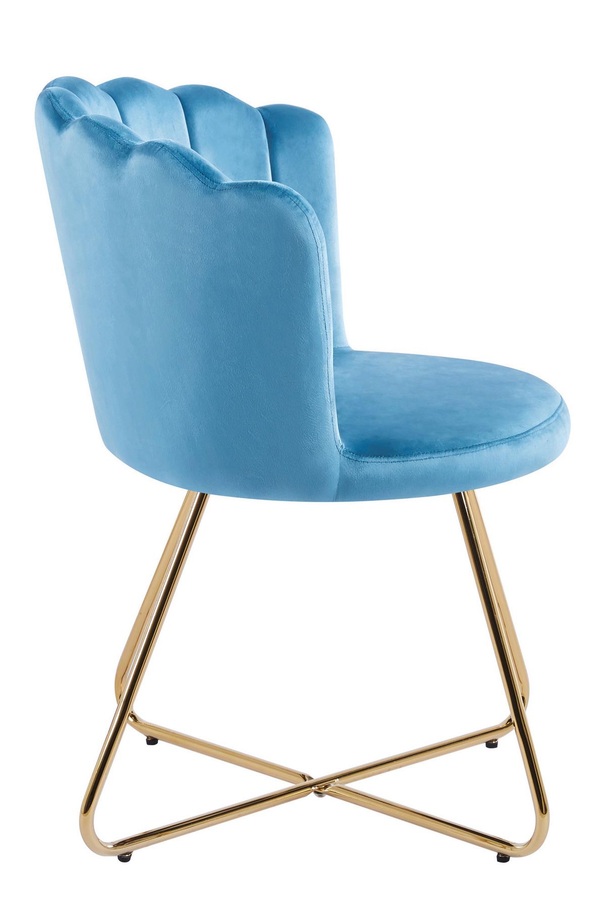 Set Stolov Samt, Modra, 2-Delni - zlate barve/modra, Moderno, kovina/tekstil (69,5/85/66cm) - Livetastic