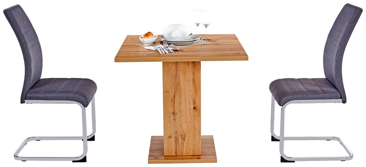 Masă sufragerie Sigmund - alb/culoare lemn stejar, Konventionell, material pe bază de lemn (79,5/74/79,5cm) - Based