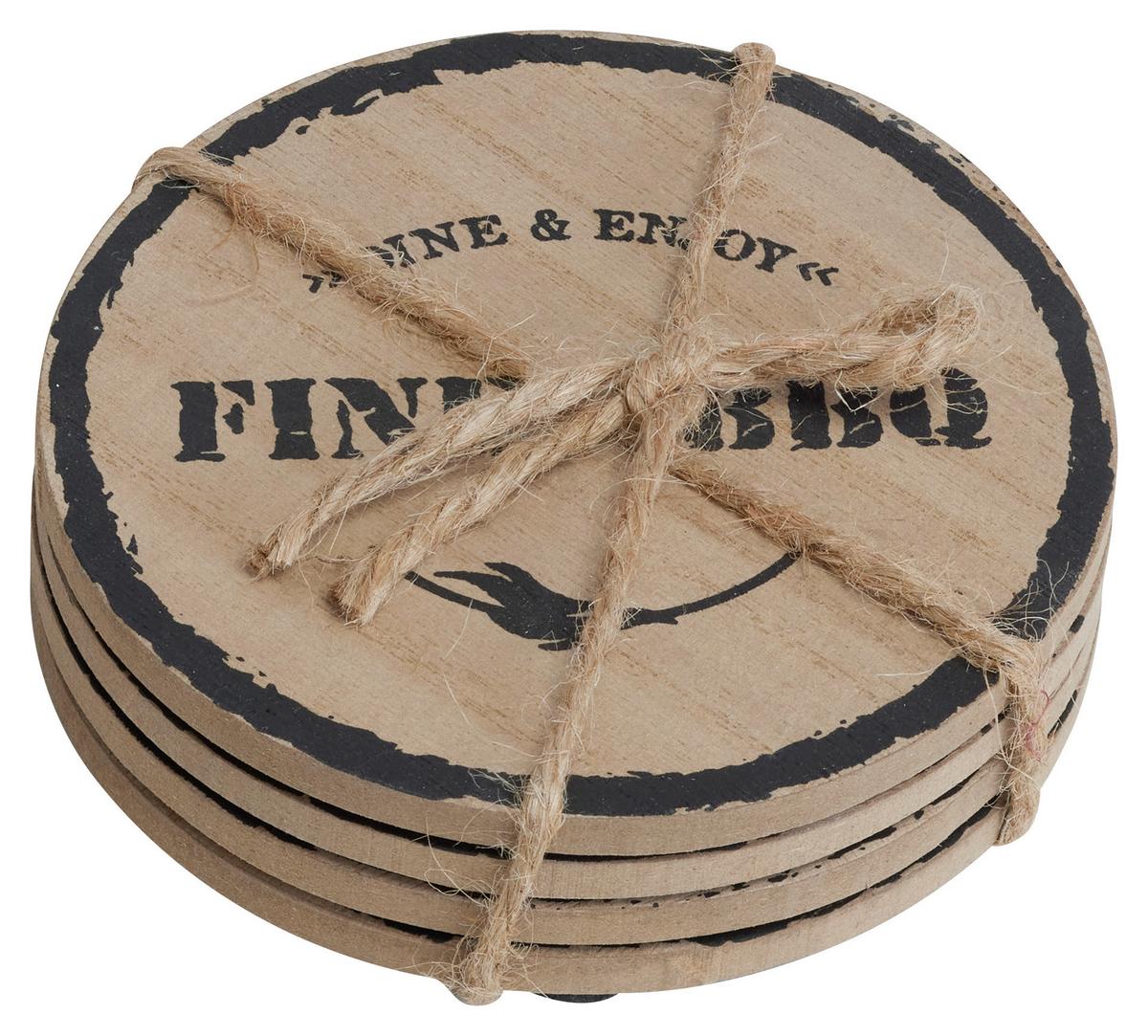 Untersetzterset in Braun, 4-teilig - Schwarz/Braun, MODERN, Holz (10cm) - Premium Living