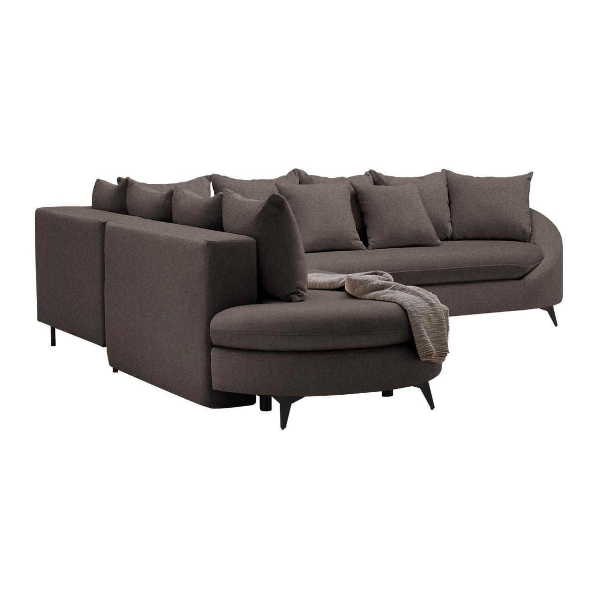 Ecksofa Axel Mokka - Schwarz/Mokka, MODERN, Textil/Metall (250/87/291cm) - Mömax