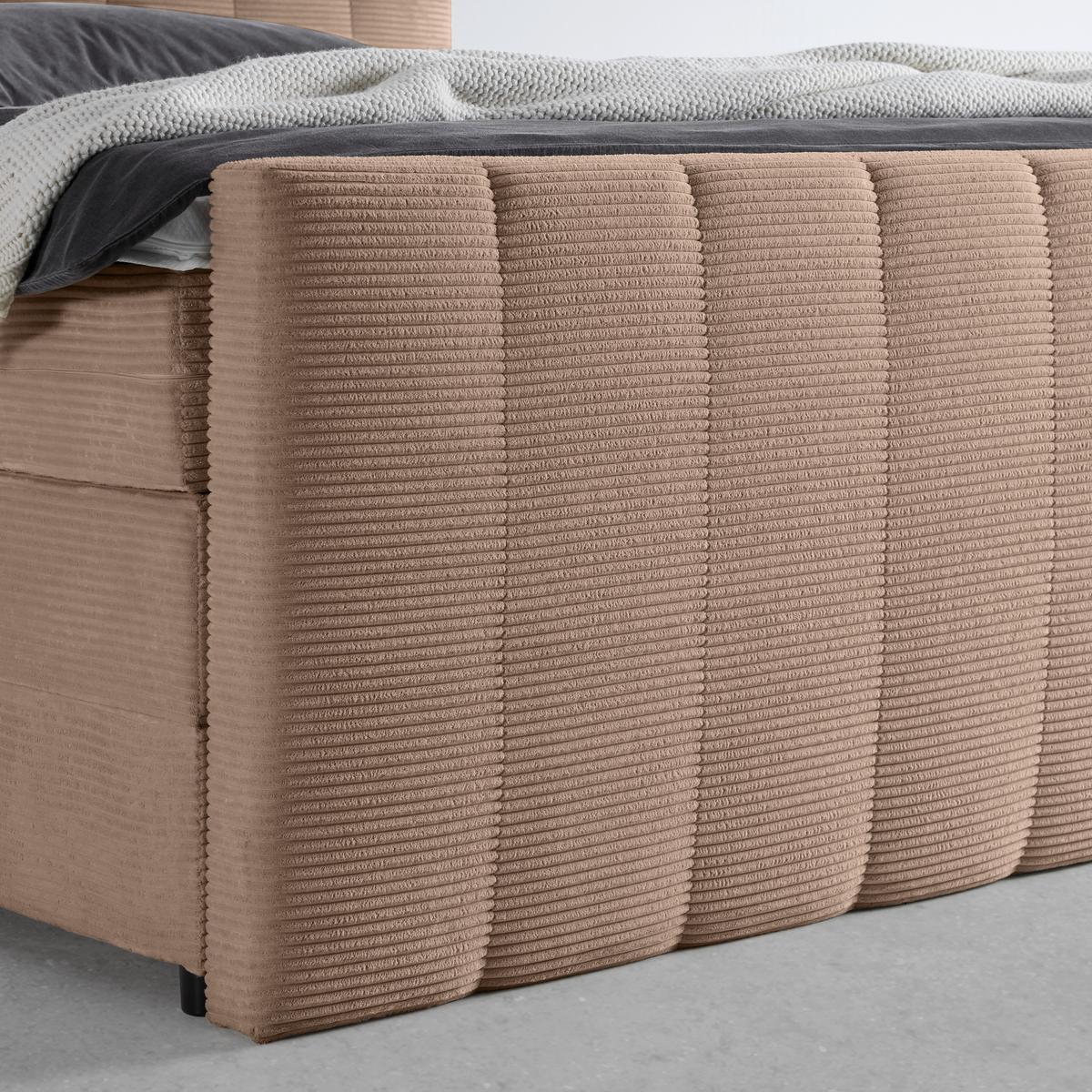 Boxspringbett Malaga Braun ca. 160x200cm - Silberfarben/Schwarz, KONVENTIONELL, Holz/Holzwerkstoff (160/200cm) - Premium Living