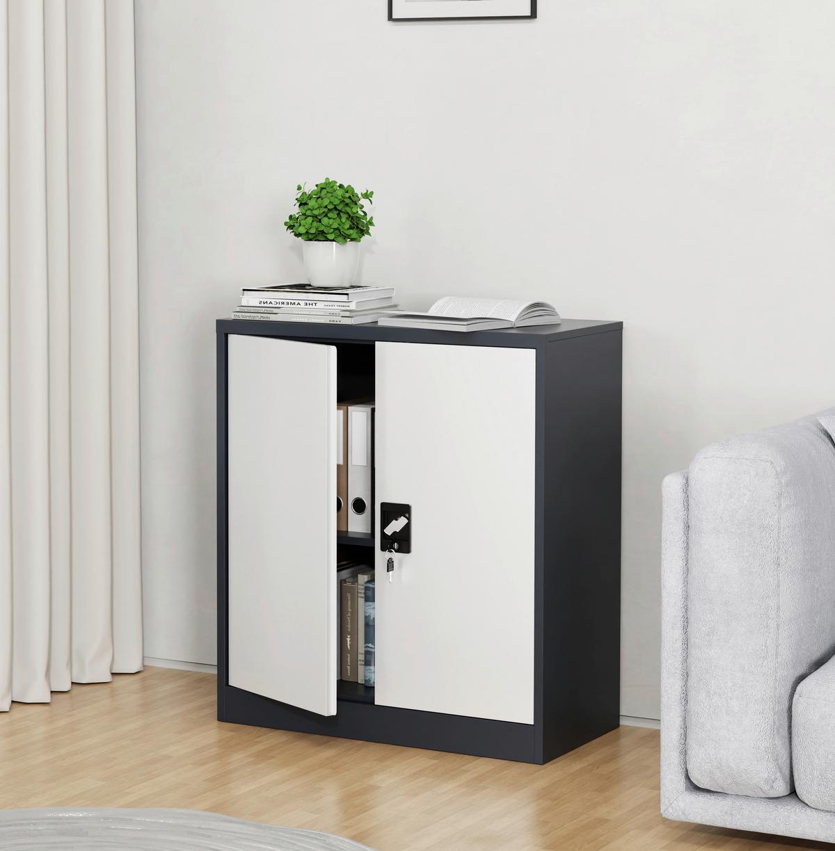 Aktenschrank Malivo - Weiss/Anthrazit, Konventionell, Metall (80/90/40cm) - MID.YOU