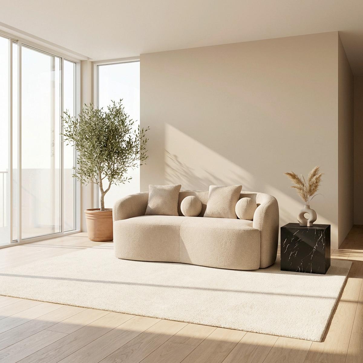 Trosed Julie, Bež - bež, Moderno, tekstil/les (178/66/82cm) - Bessagi Home