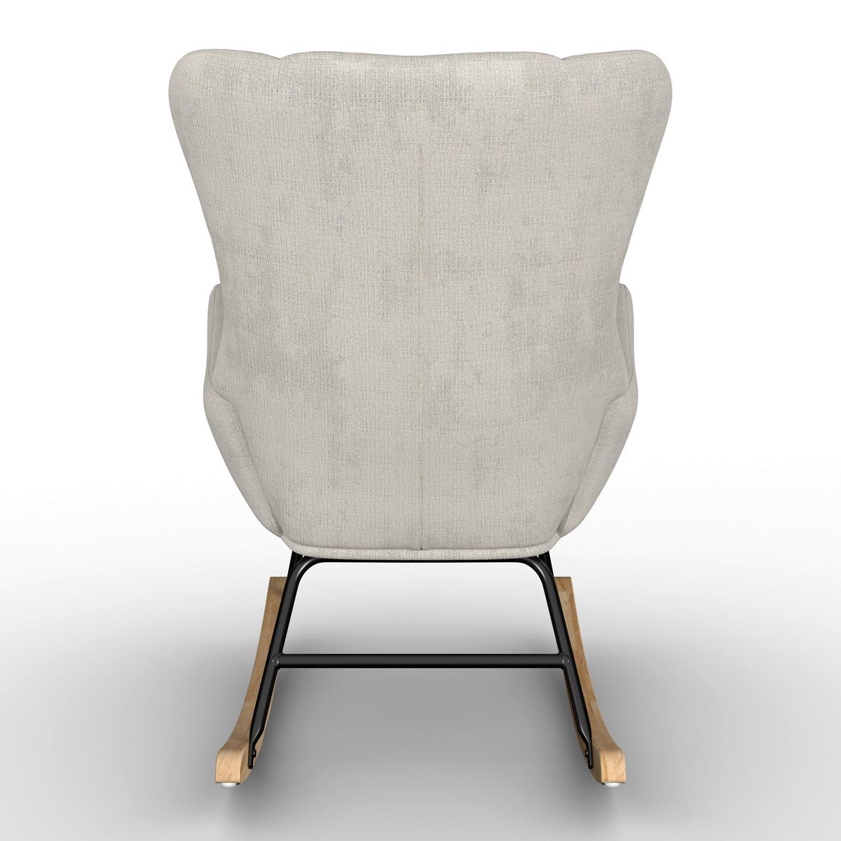 Schaukelsessel Emilio Chenille Hellgrau - Hellgrau/Naturfarben, MODERN, Holz/Textil (67/93/85cm)