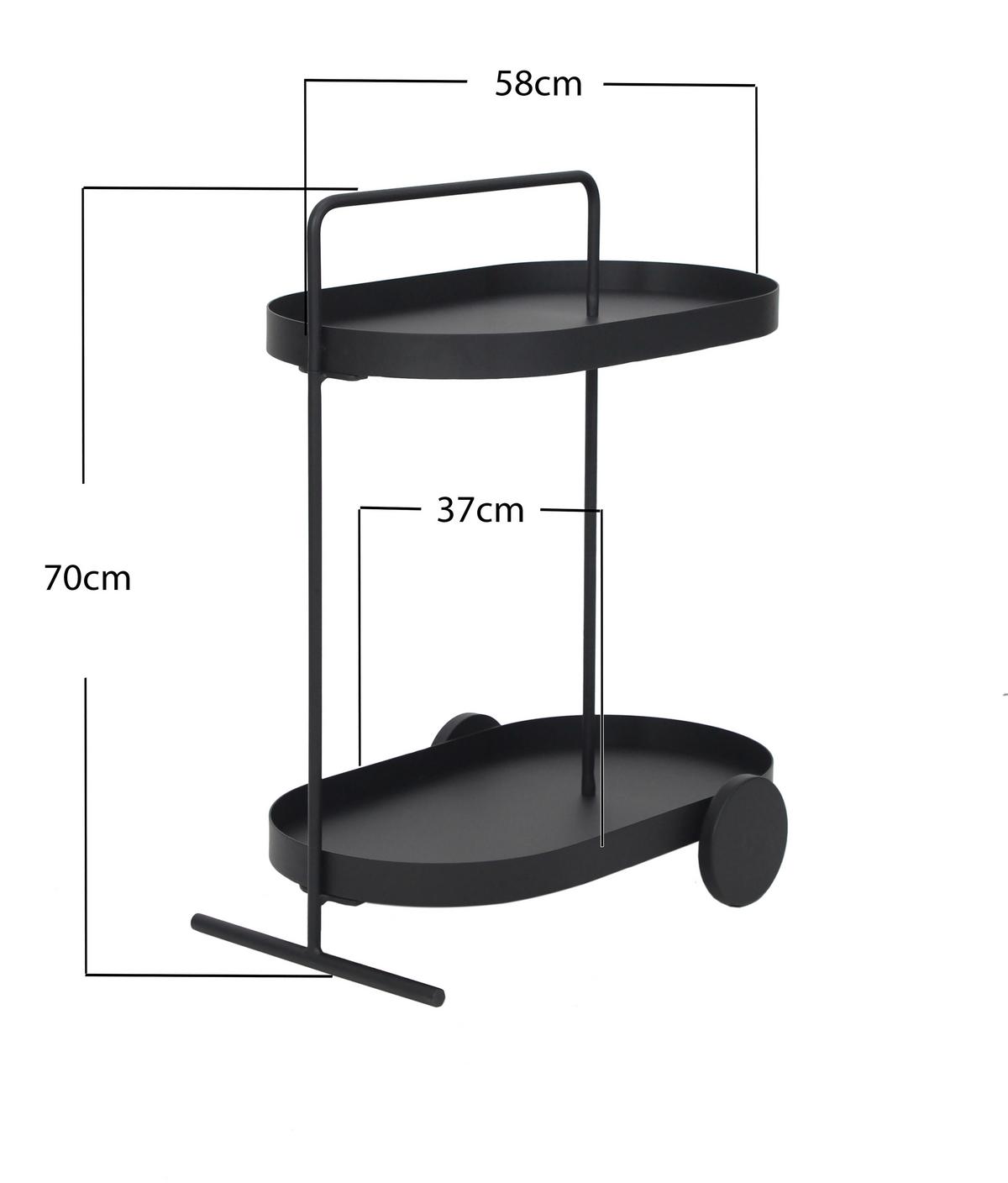 Servierwagen Flavio Schwarz - Schwarz, MODERN, Metall (59/70/37cm) - Mömax