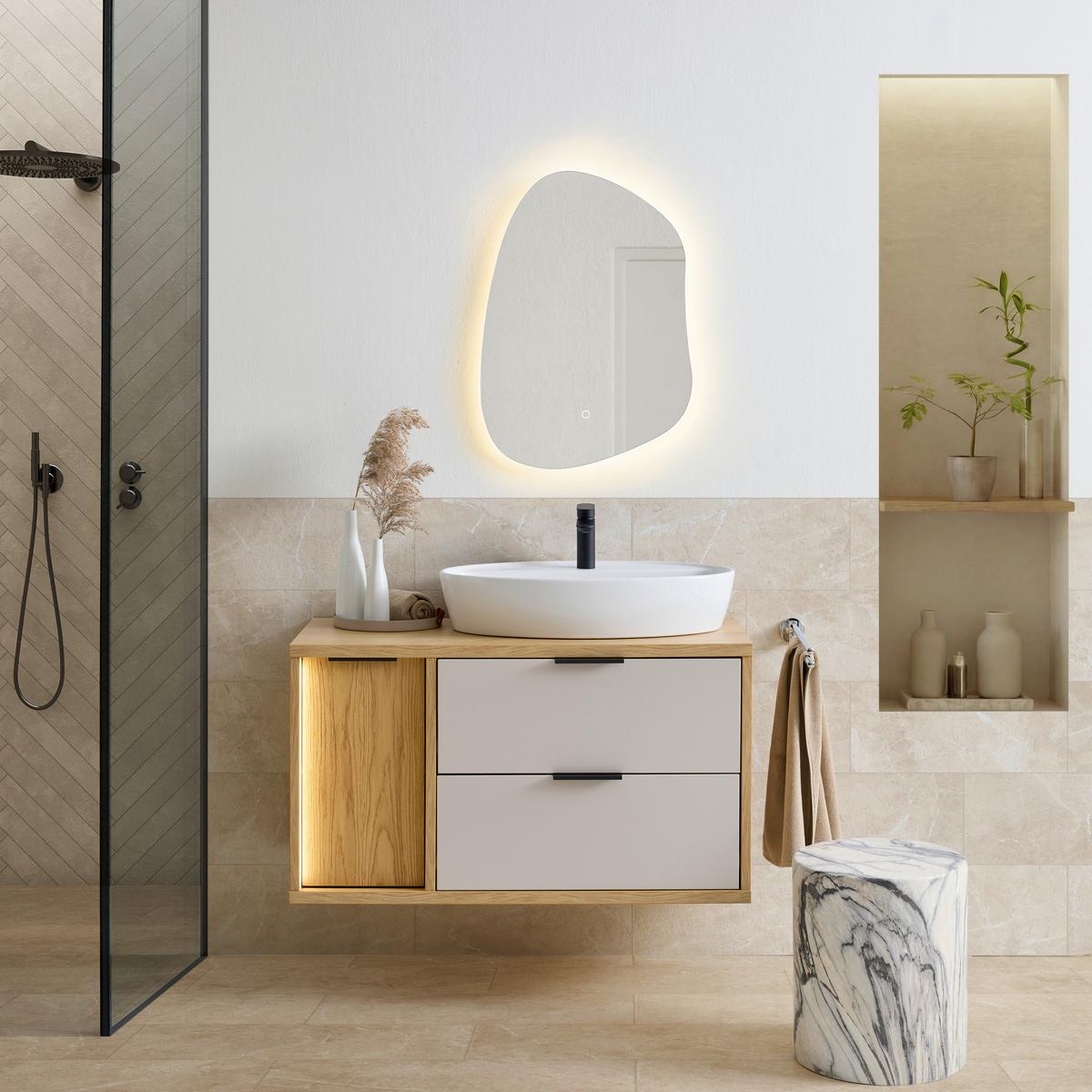 Waschbecken Unisen Weiß glänzend - Weiß, MODERN, Keramik (67/14/42cm) - Mömax