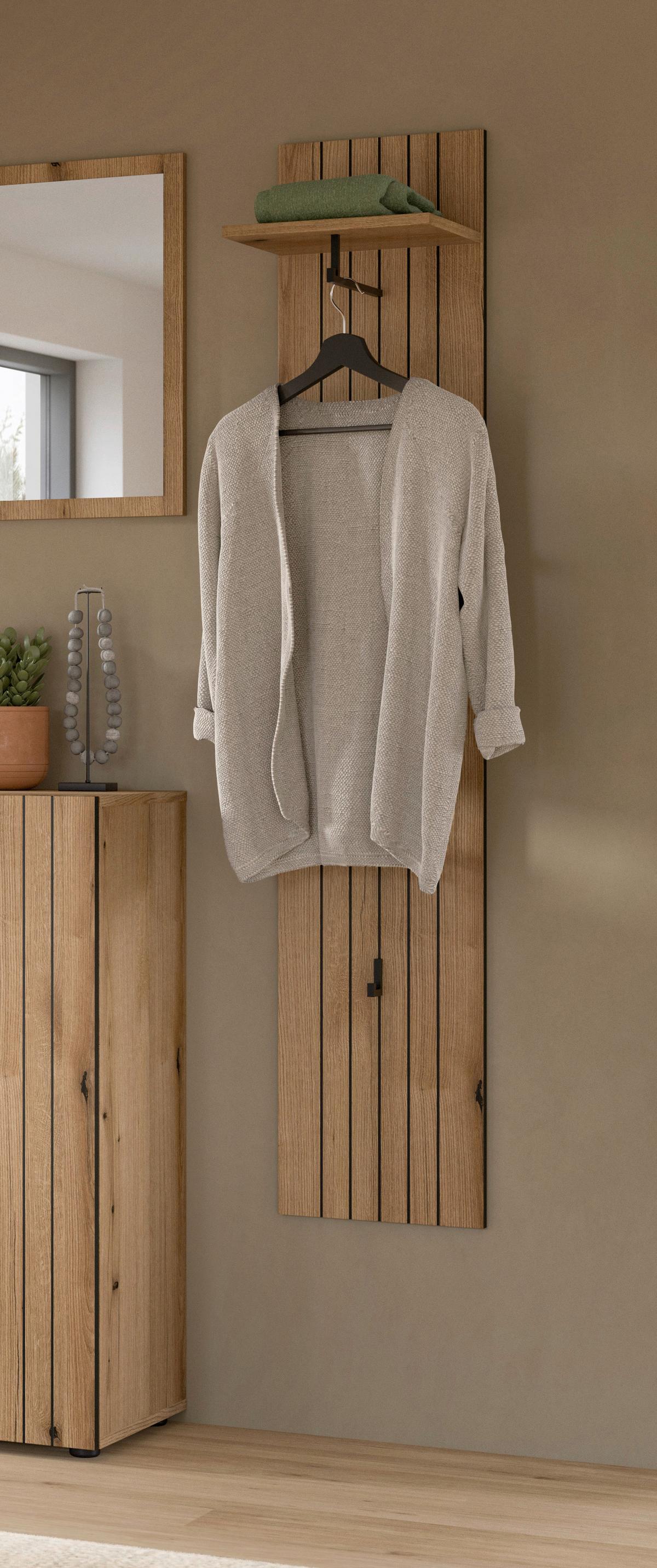 Garderobni Panel Station, Barva Hrasta - barve hrasta, Design, leseni material (31/160/27cm) - MID.YOU